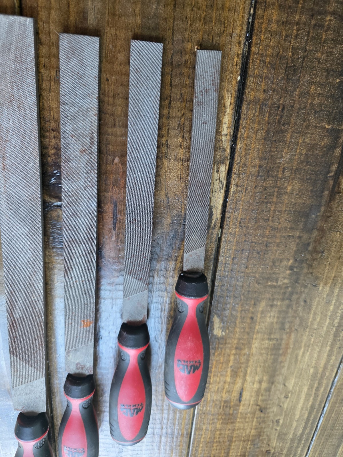 MAC Tools USA 4-Piece 6 8 10 12 Inch Red Handle File Set MF12B MF10B MF8B MF6B