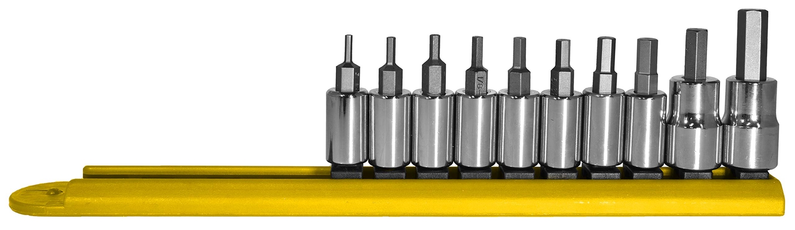 Mayhew 16017 SAE Hex Socket Bit Set, 10-Piece, Polished Chrome