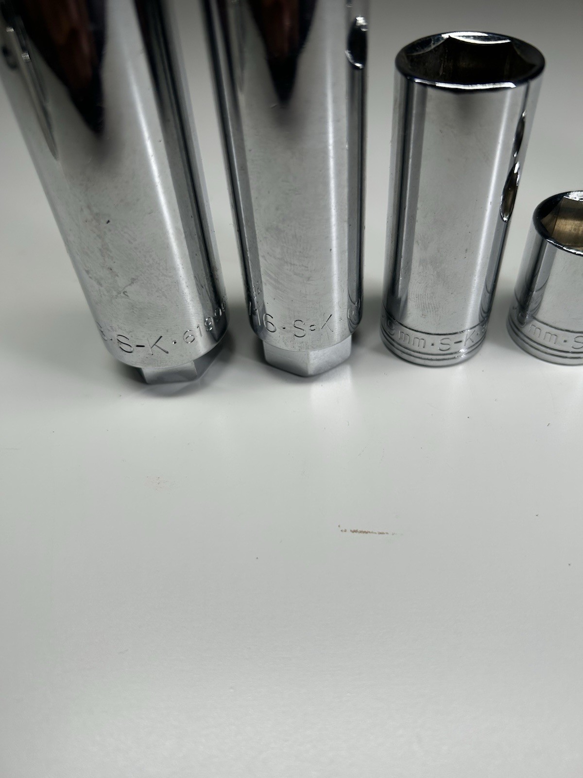S-K USA Socket Lot 8pc 3/8 & 1/2 Drive Deep Standard 10-19mm 13/16 7/8