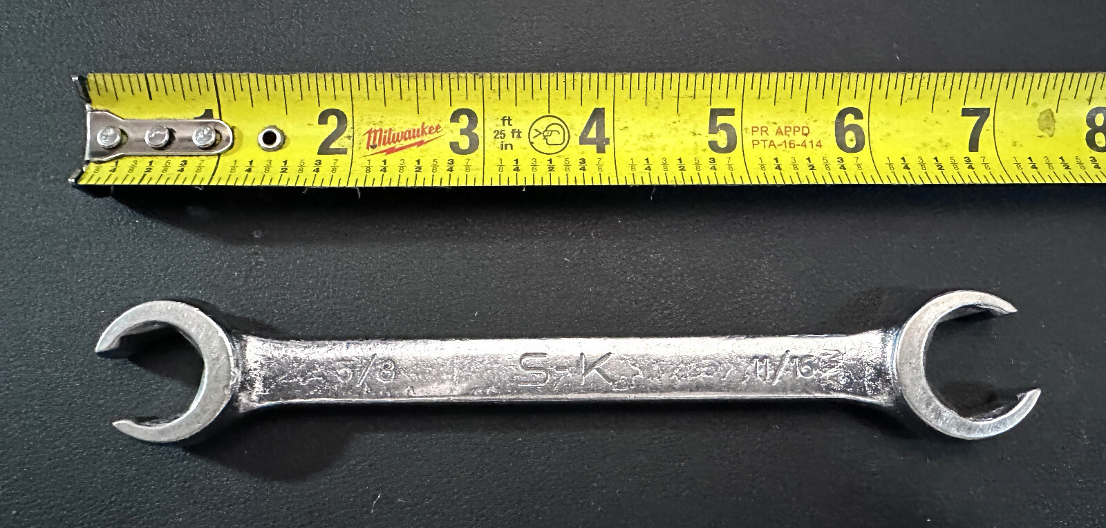 SK Tools F2022 SAE Flare Nut Wrench 5/8 x 11/16-Inch Textured Chrome USA