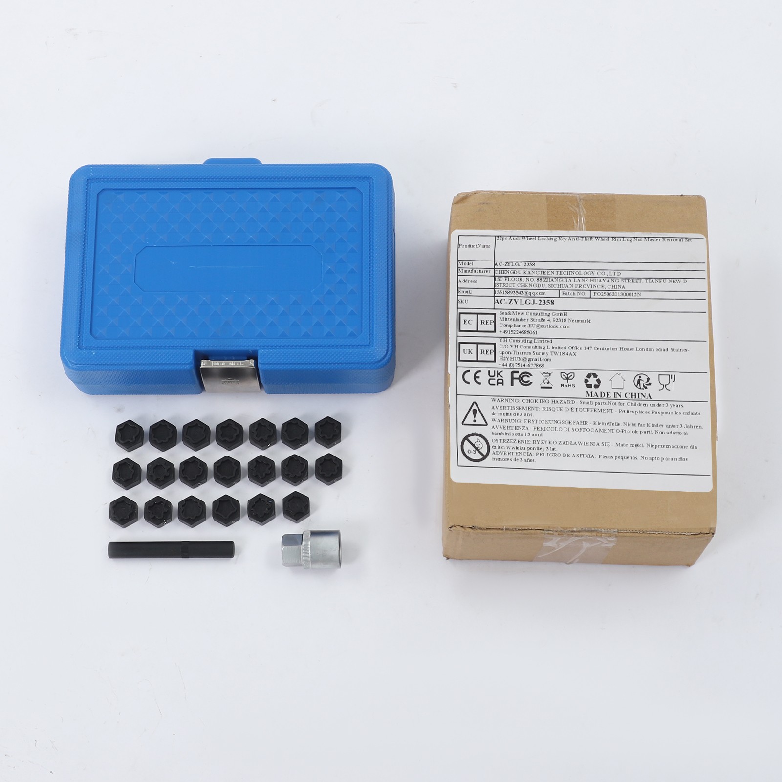 22pc Wheel Locking Key Set Wheel Rim Lug Nut Master Removal Tool Kit Anti-theft