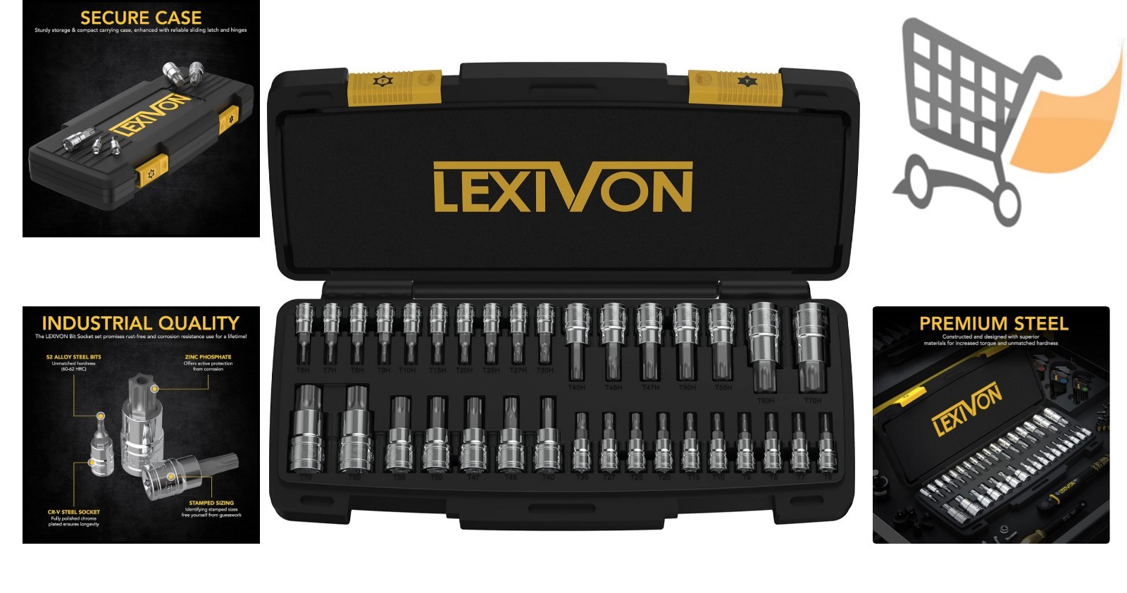 Master Torx Bit Socket Set 34-Piece Alloy Steel Tamper Proof Sockets for Powe…