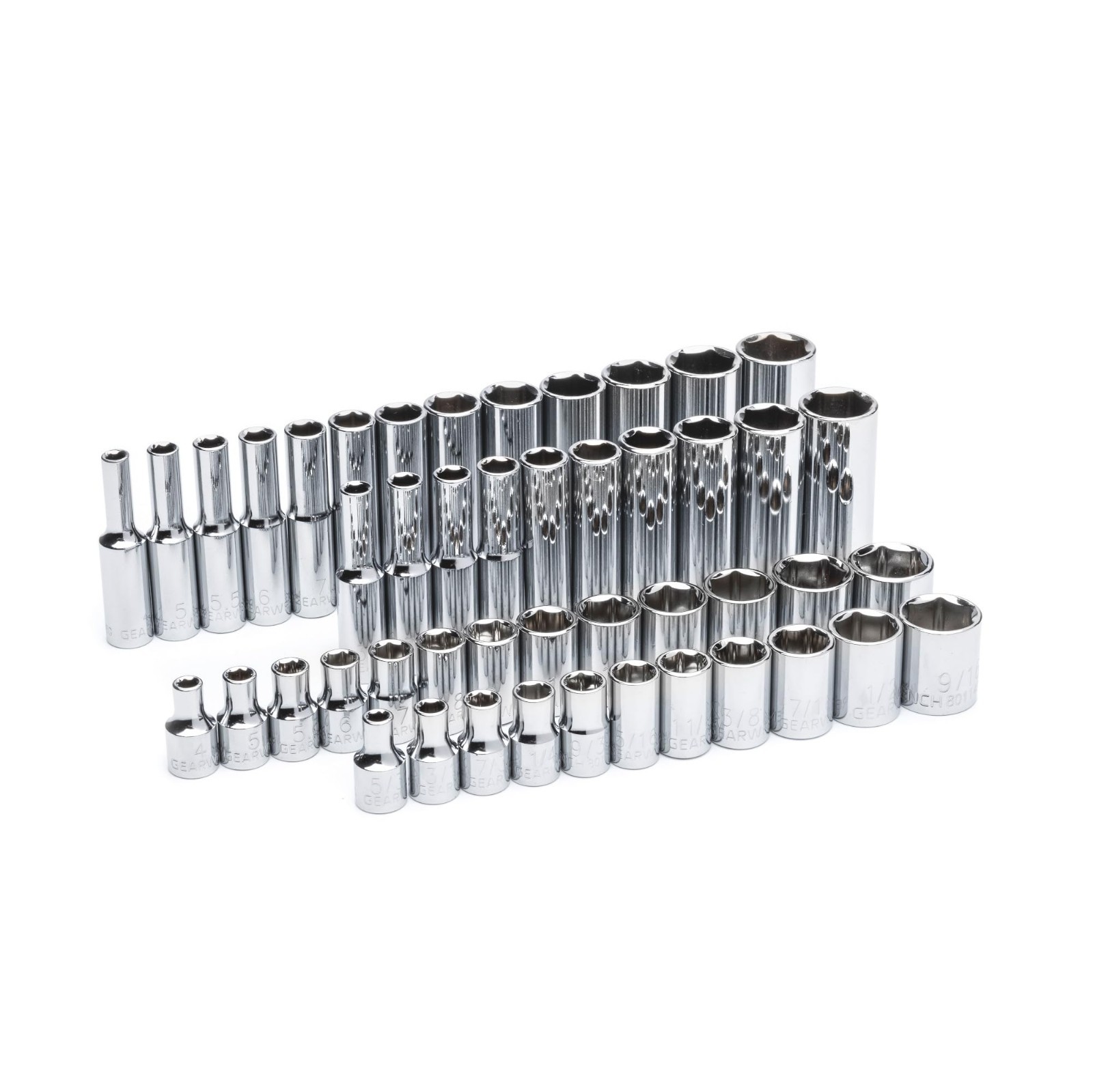 47 Pc 1/4″ Drive Socket Set – Standard & Deep, SAE/Metric, 6 Pt Tools for Mechan