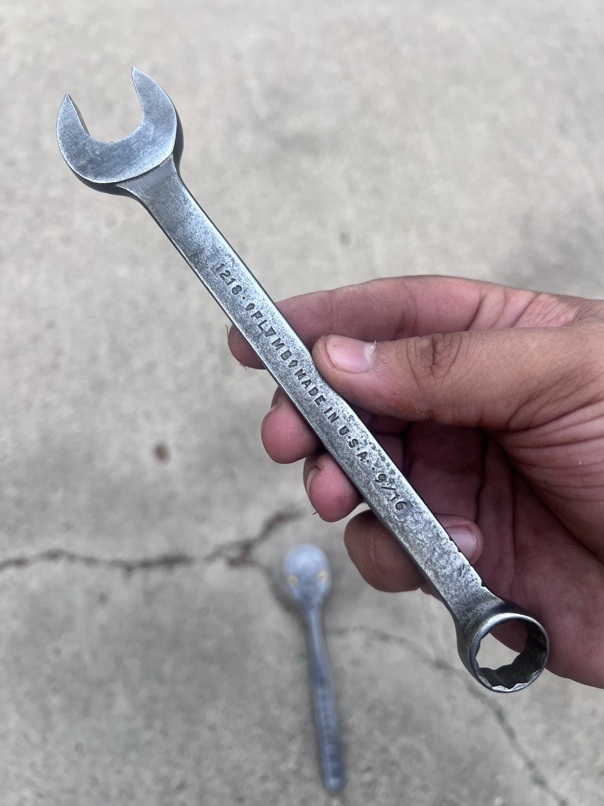 Vintage Plomb PLVMB 5249 3/8 Ratchet w/ Brass Screws & 1218 Open Ended Wrench