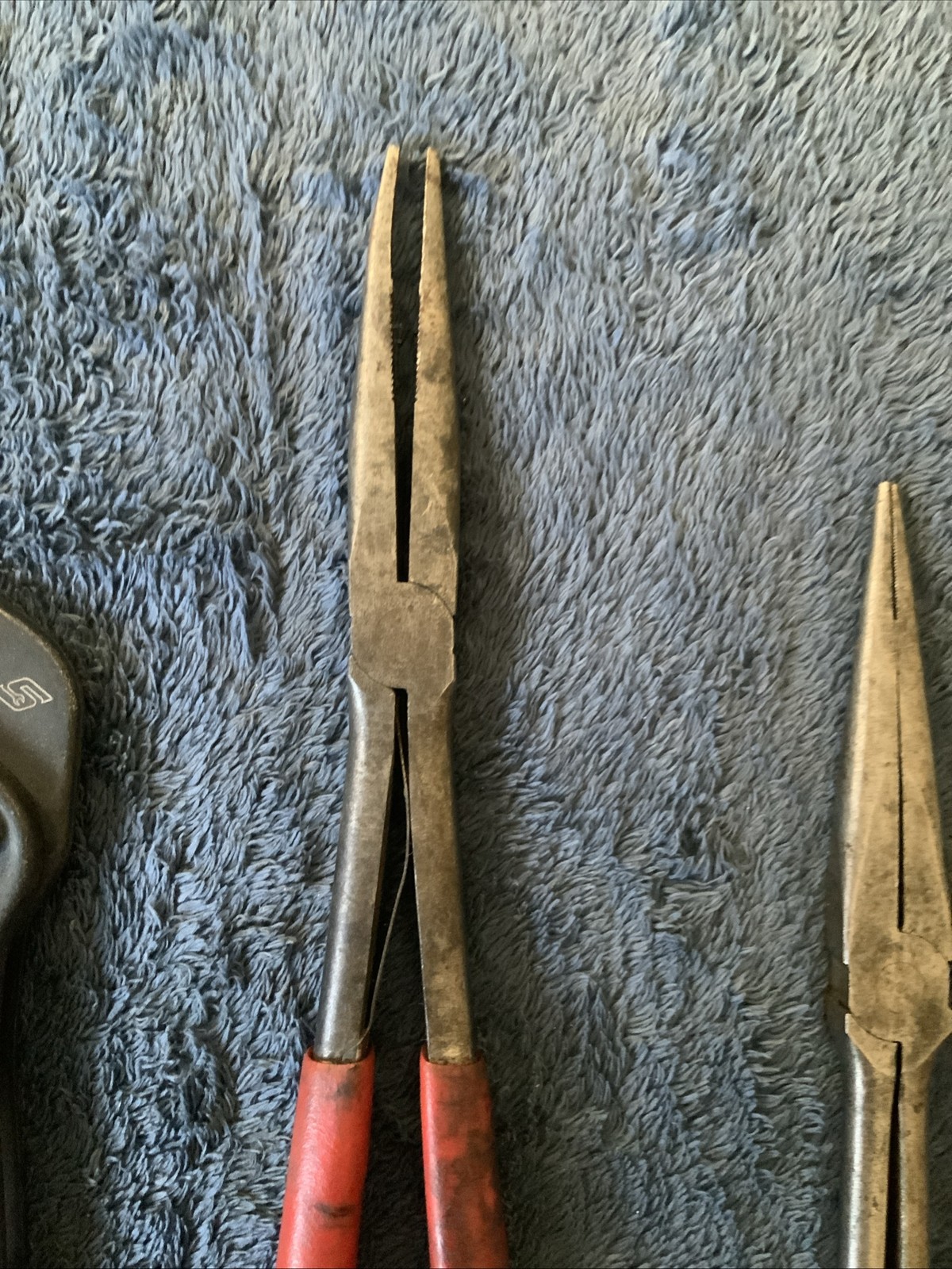 Snap On/ Blue Point 3pc Pliers….hard To See Logos…..see Descrip, One Has Bend