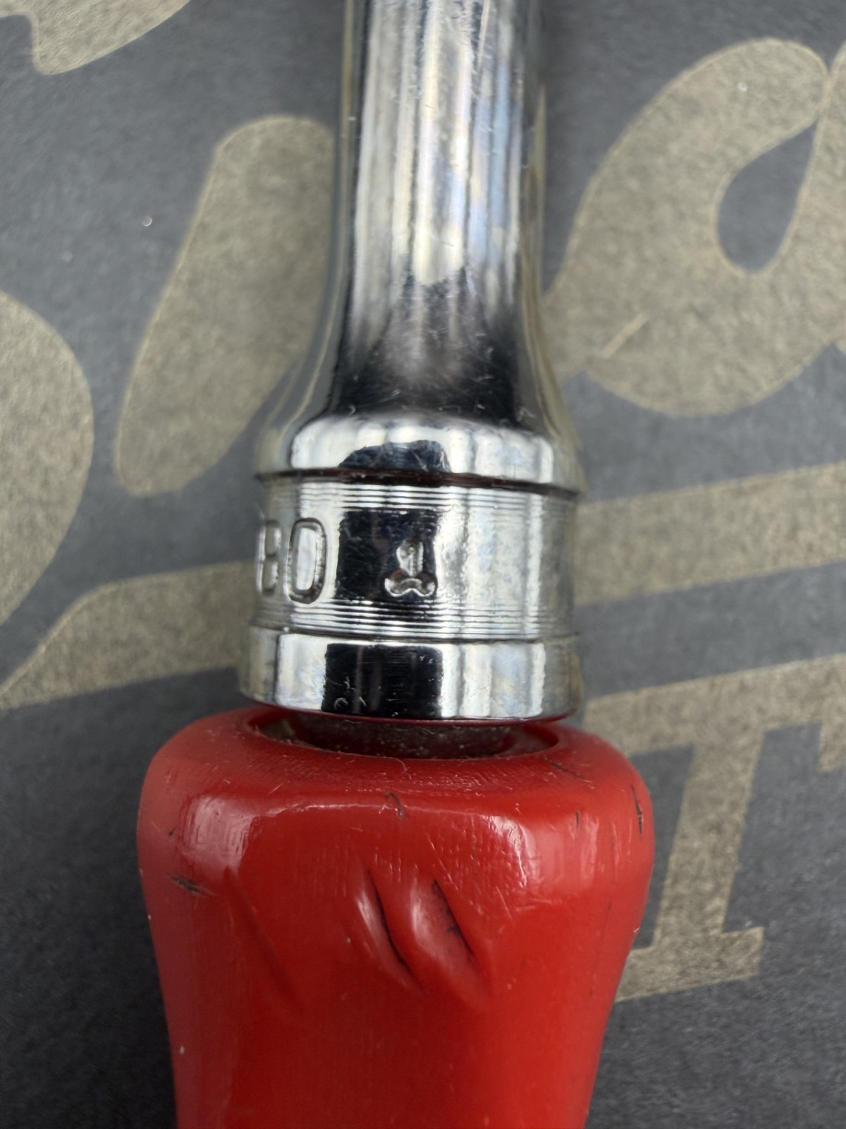Snap-on FHD80 NON-USA Stamped Head Red 3/8″ Dr Hard Grip Ratchet [Used]