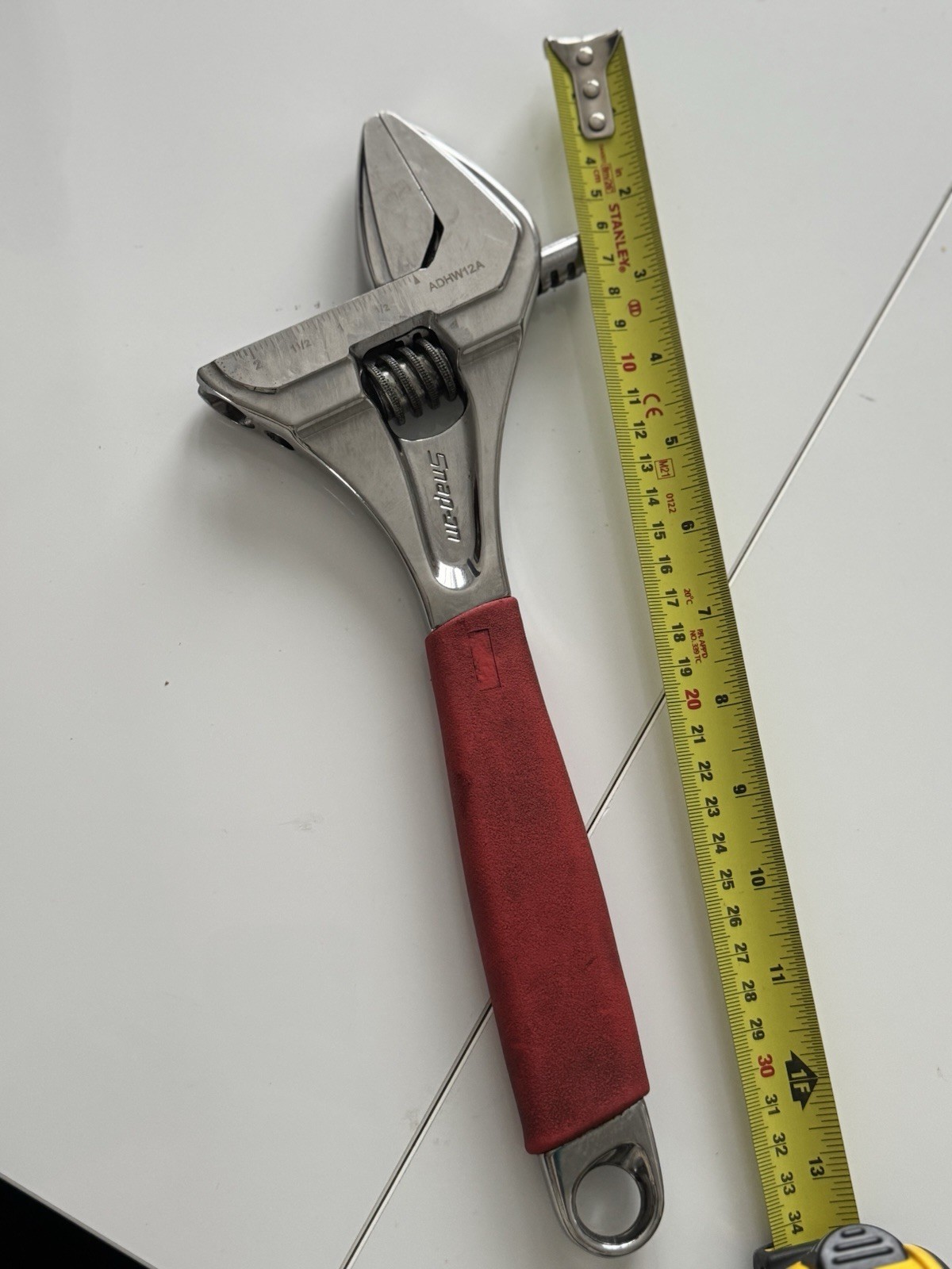 Snap on ADHW12A Red 12″ Soft Grip Wide Mouth Adjustable Wrench 300mm 0-55mm USED