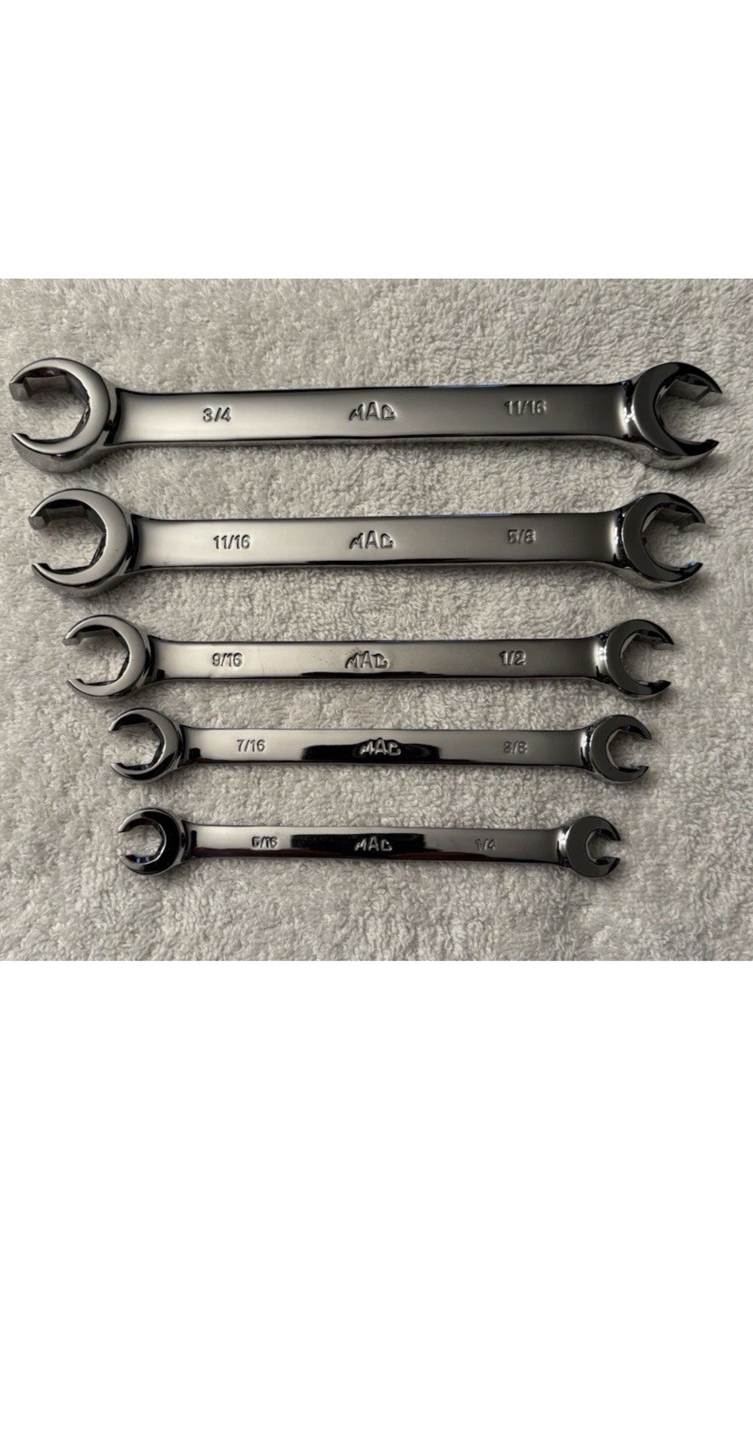 Mac Tools 5 Pc. SAE Flare Nut Wrench Set w/Canvas Storage Bag