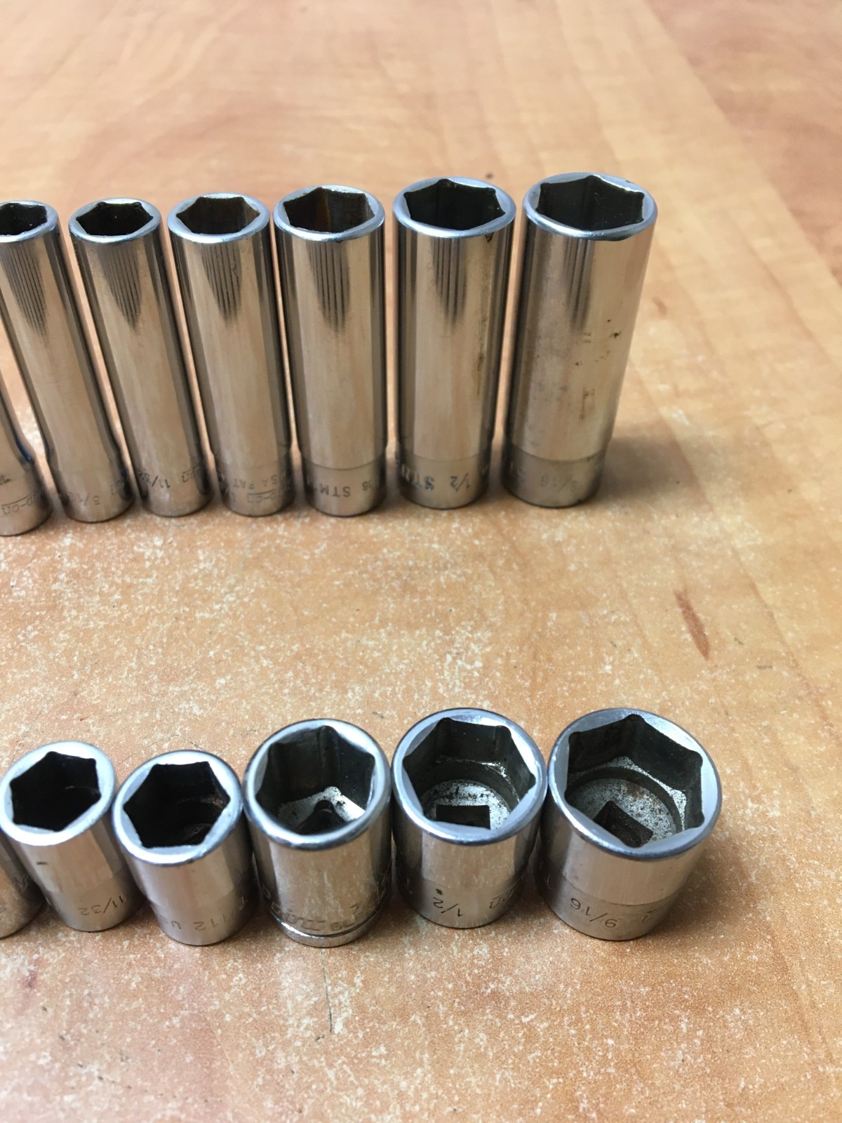 Snap-On 1/4″ Dr TM6-18 SAE 6pt Shallow STM4-18 SAE 6pt Deep 22 pc set