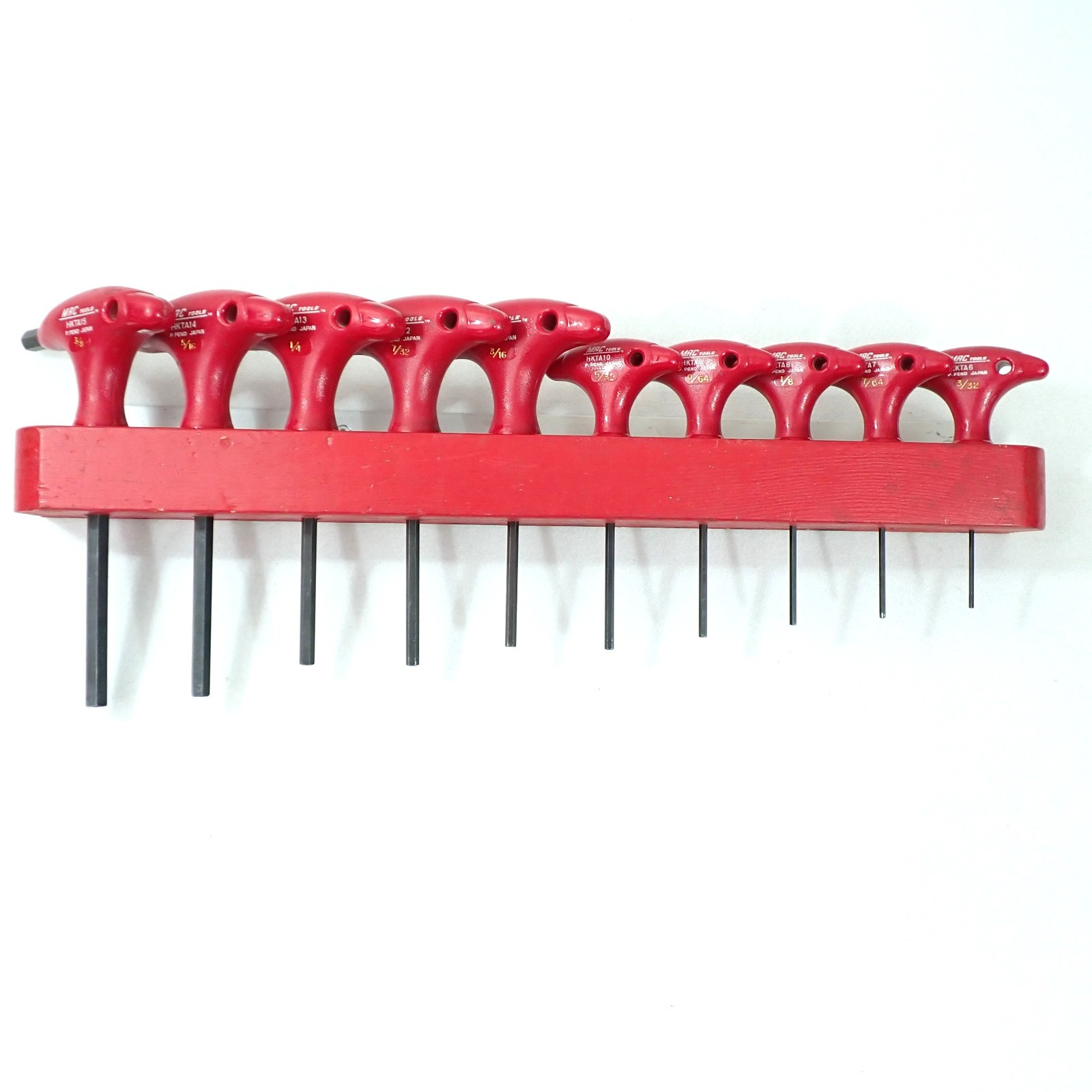 Mac Tools HKTA SAE T-Handle Hex Allen Wrench 10 pc Set 3/32″-3/8″ w/Red Rack