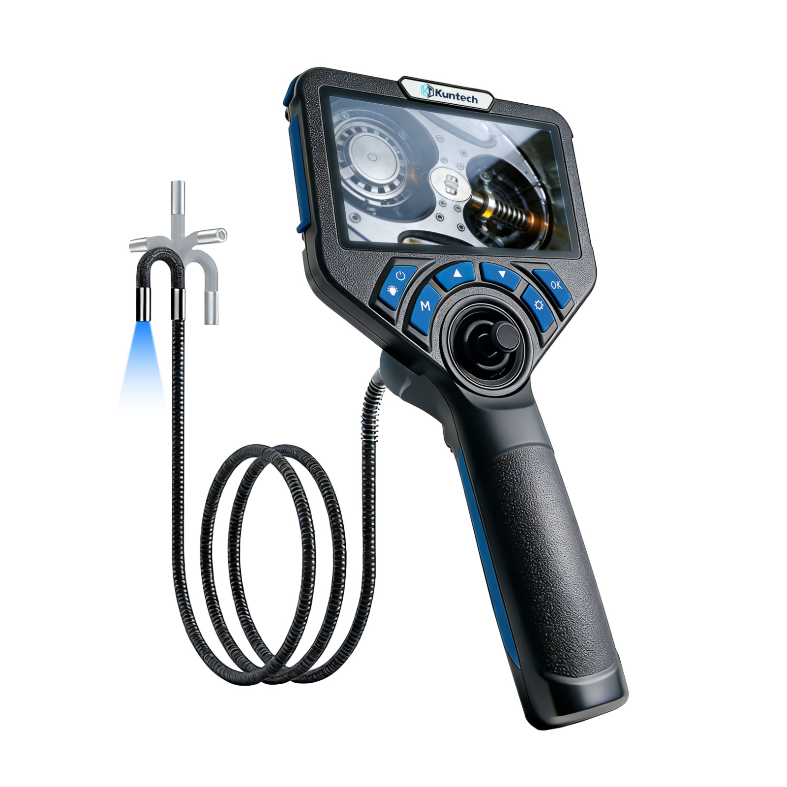 5″ HD Endoscope Snake Camera with Light, 360° 4-Way Borescope Tool for Type C