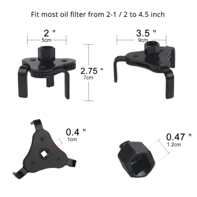 Universal 55-115mm Car Repair And Maintenance Three-Claw Oil Filter Removal Tool