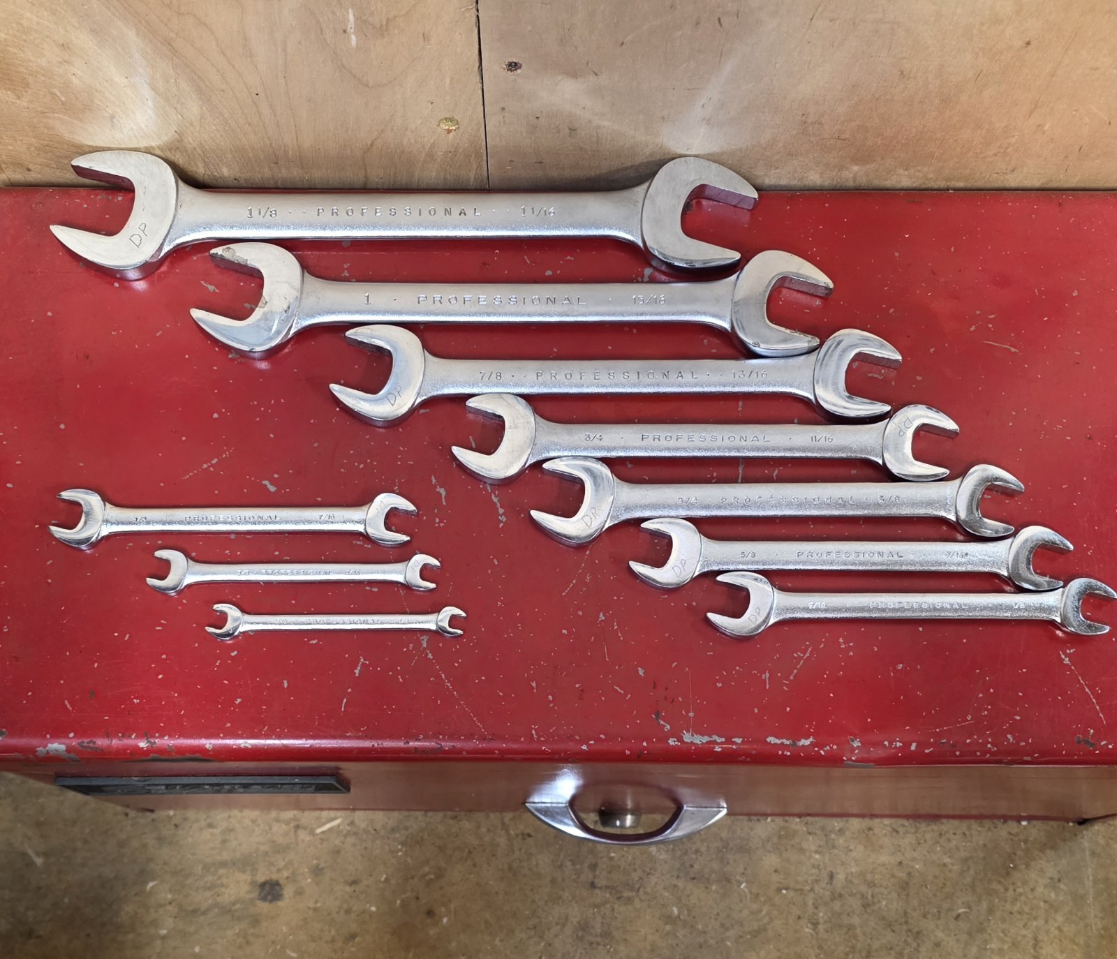 Proto Professional SAE 10pc Double Open End Wrench Set 5/16″ – 1-1/8″ USA Satin