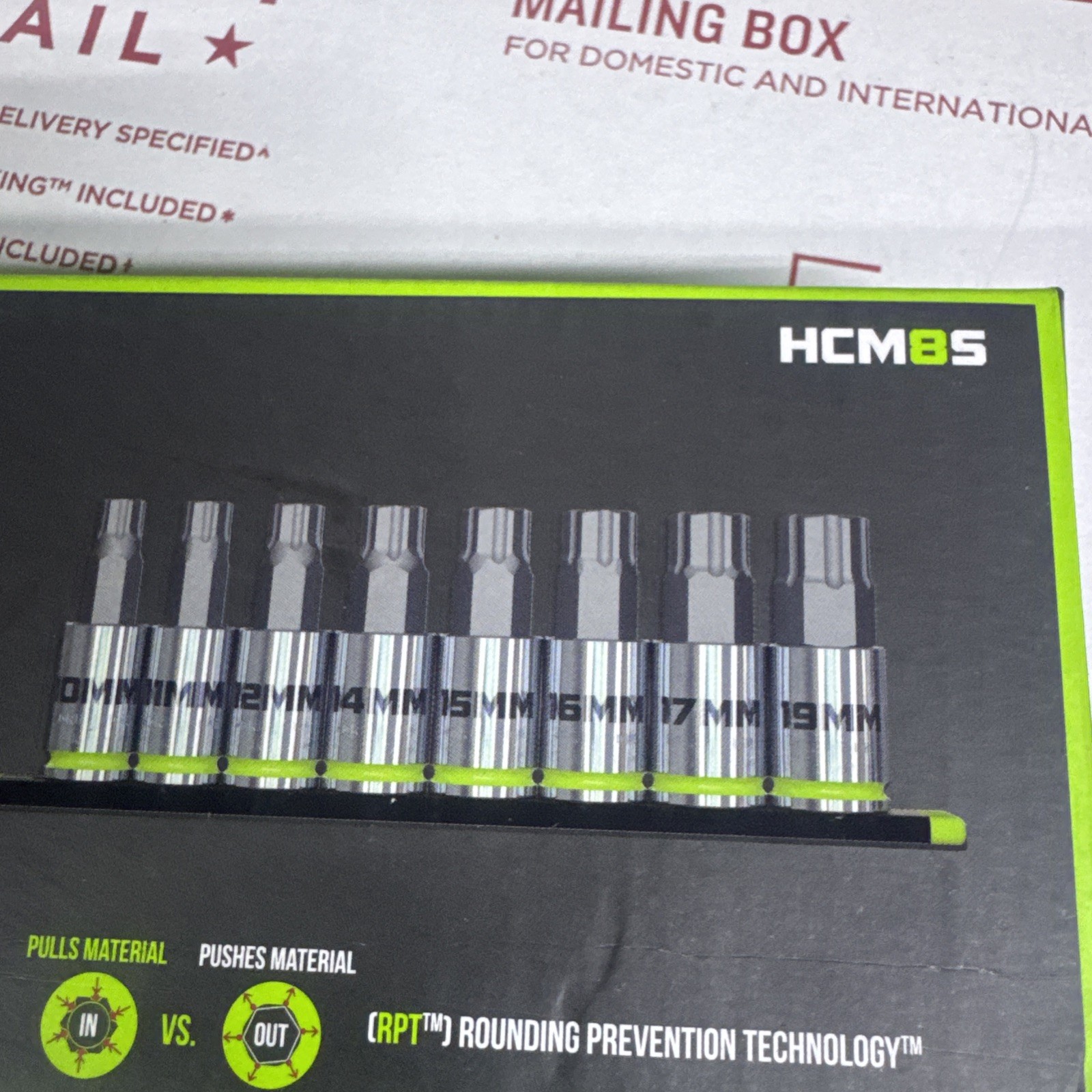 Gripedge HCM8S – 8pc 1/2″ Drive Metric RPT Hex bit socket set Grip Edge HCM8S