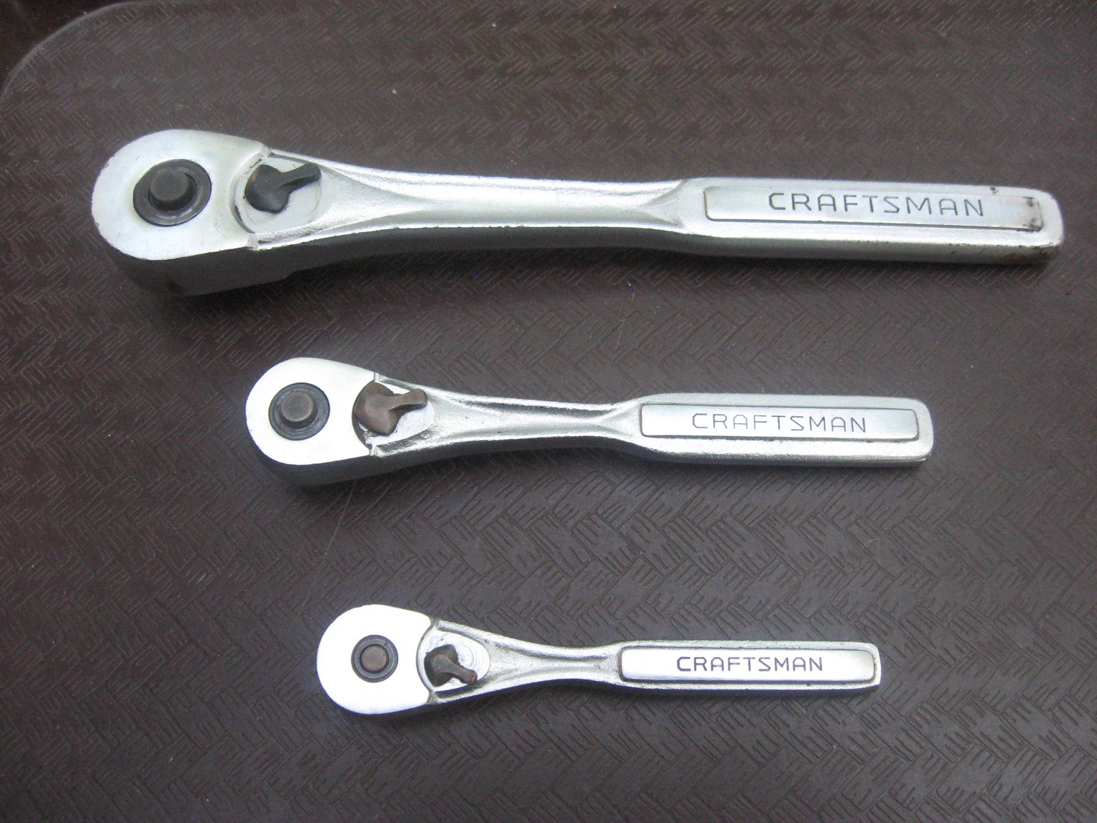 Vintage 3pc. Craftsman Ratchet Set 1/4”, 3/8″ & 1/2” Drive Quick Release