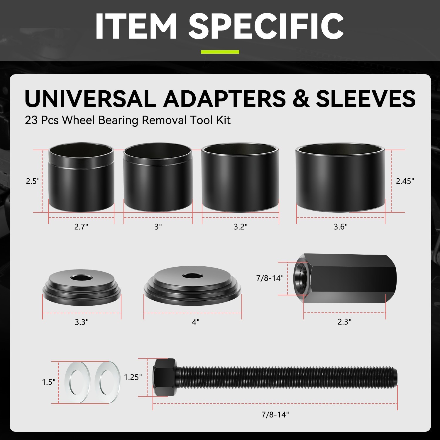Universal 23pcs Sliding Screw+Bushings+Sleeve Steering Wheel Puller Sets w/ Case