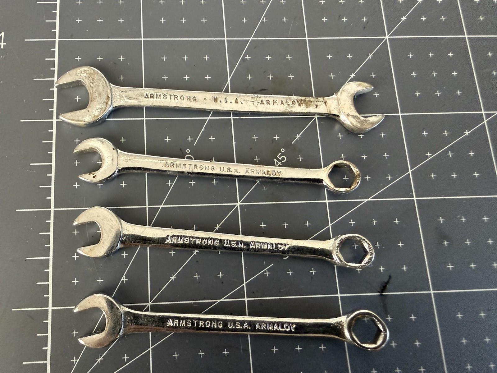 Armstrong wrenches , 2- 6, mm . 1/4″, 11/32-5/16′ lot Of 4 used