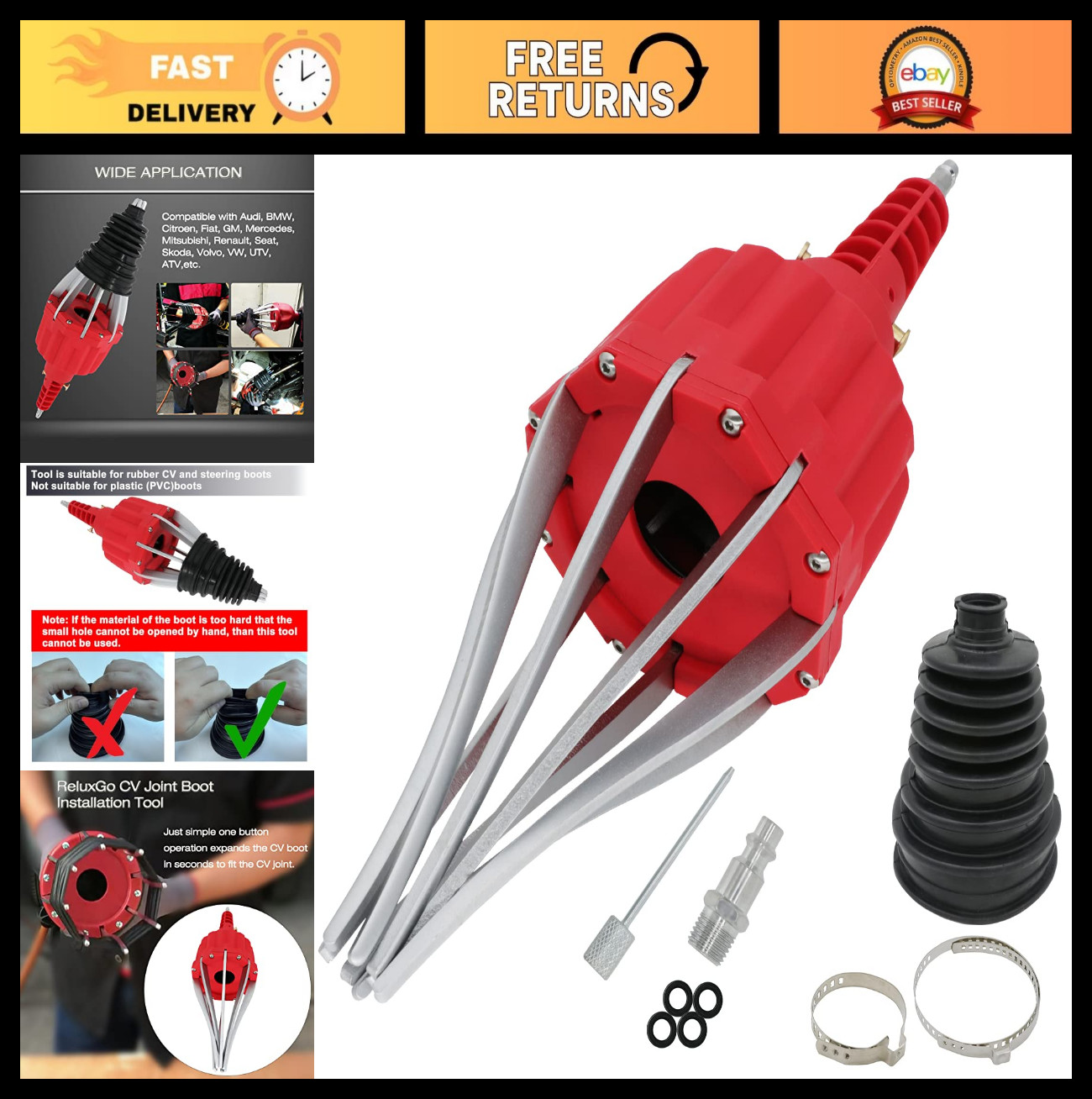 Universal Pneumatic CV Joint Boot Installation Tool Kit – CV Boot Expander & Spr