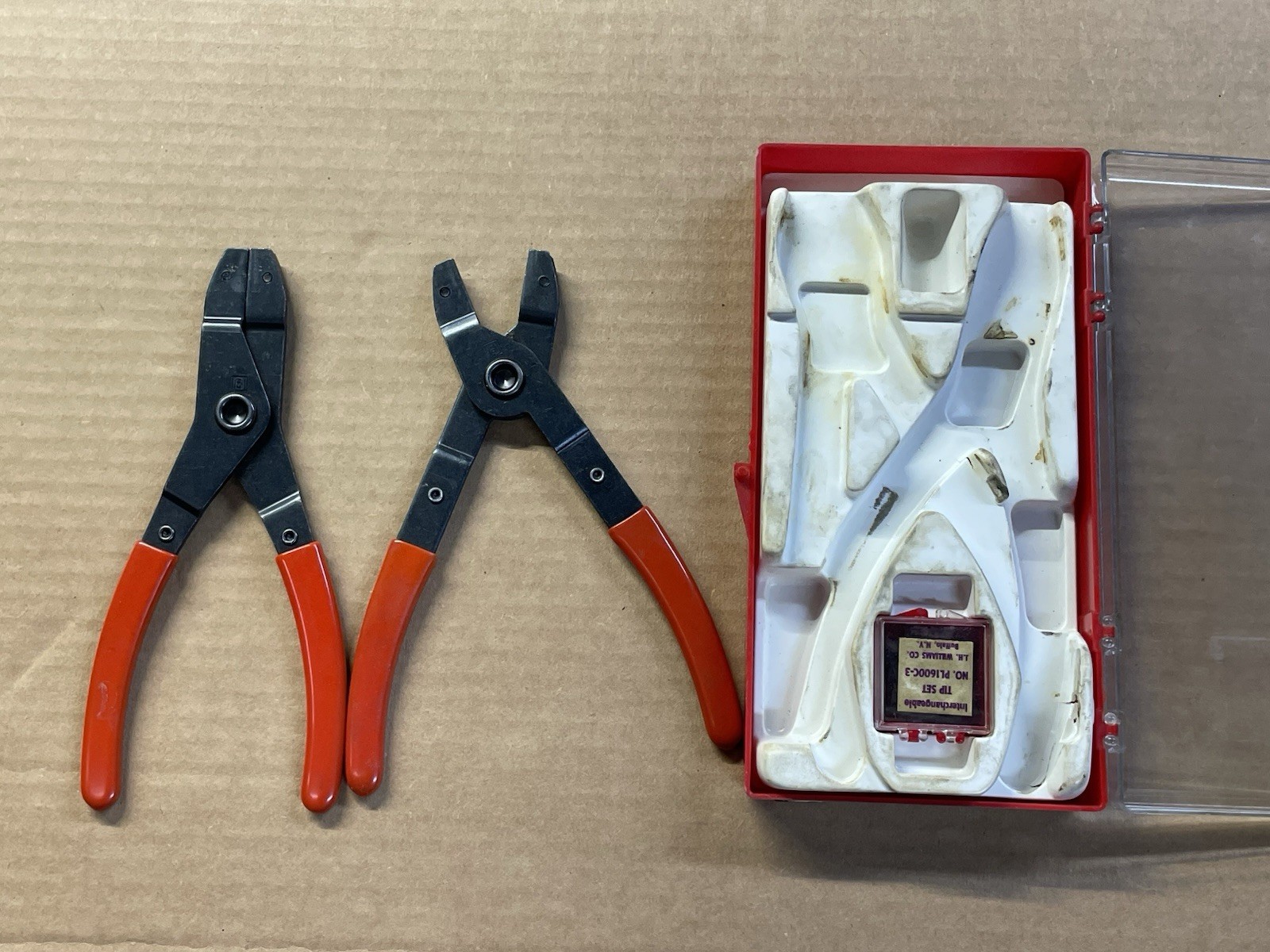 WILLIAMS CO TOOLS SNAP RING INTERNAL AND EXTERNAL PLIERS SET No. PL 1600 C USA