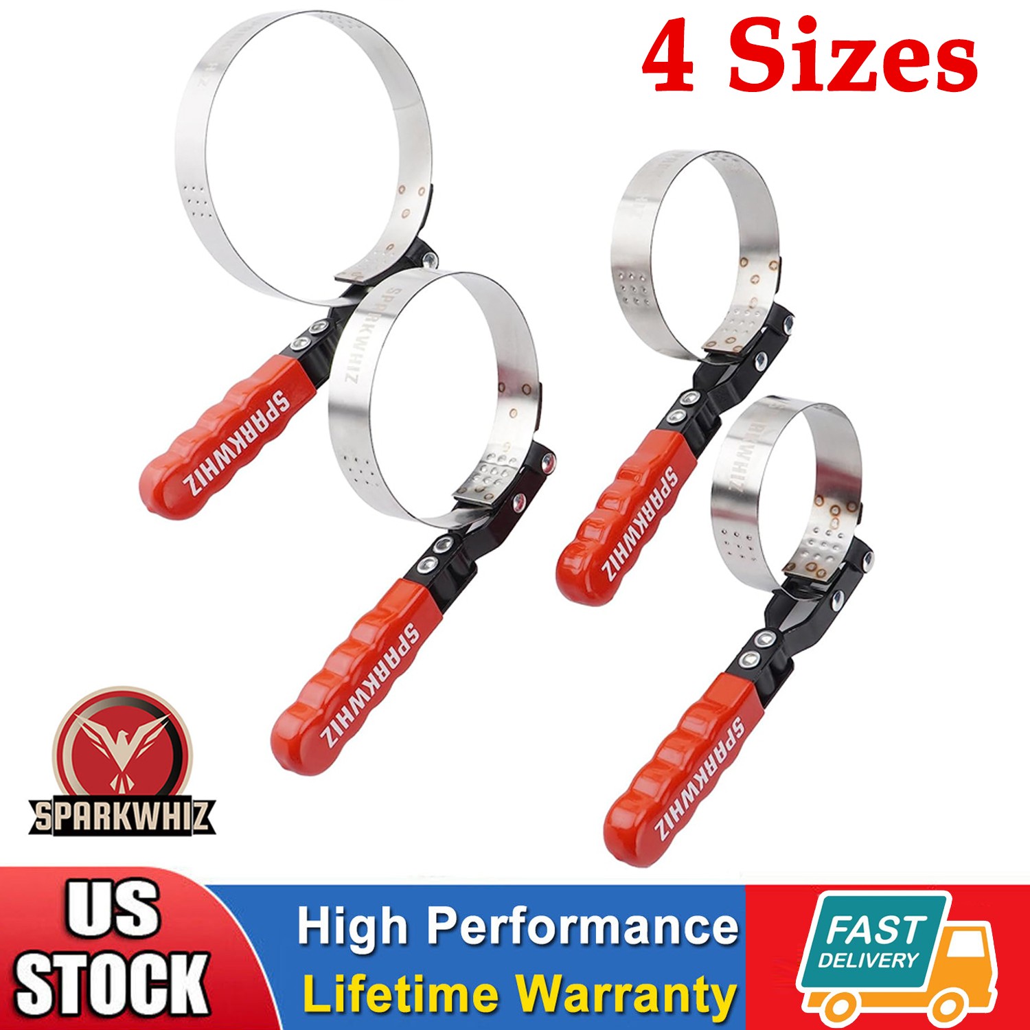SPARKWHIZ Oil Filter Wrench Oil Filter Removal Tool Kit 2-3/4″ – 5-1/4″ 4 Sizes