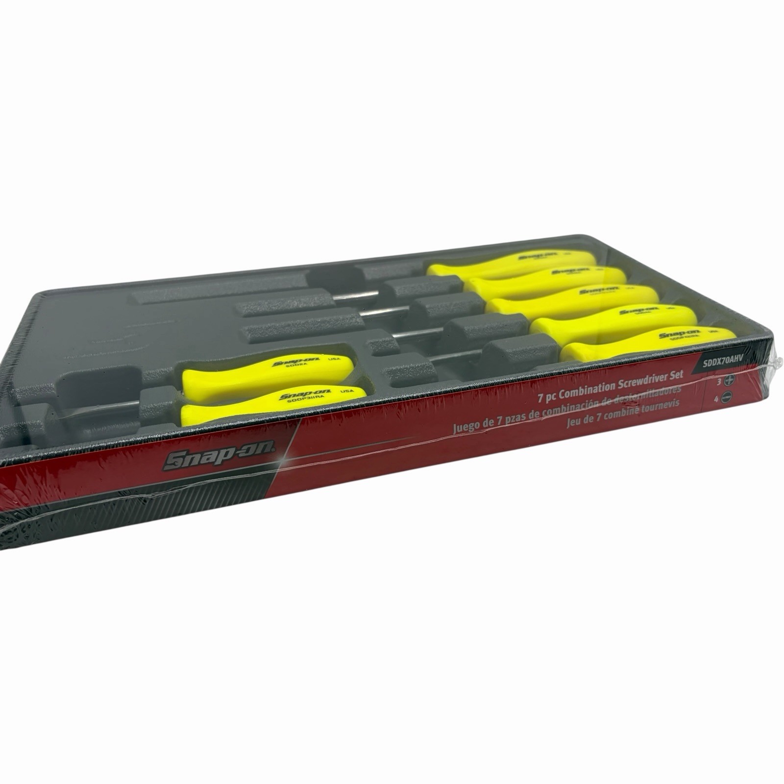 Snap On Tools High Vis Yellow Hard Handle Combination Screwdriver Set SDDX70AHV