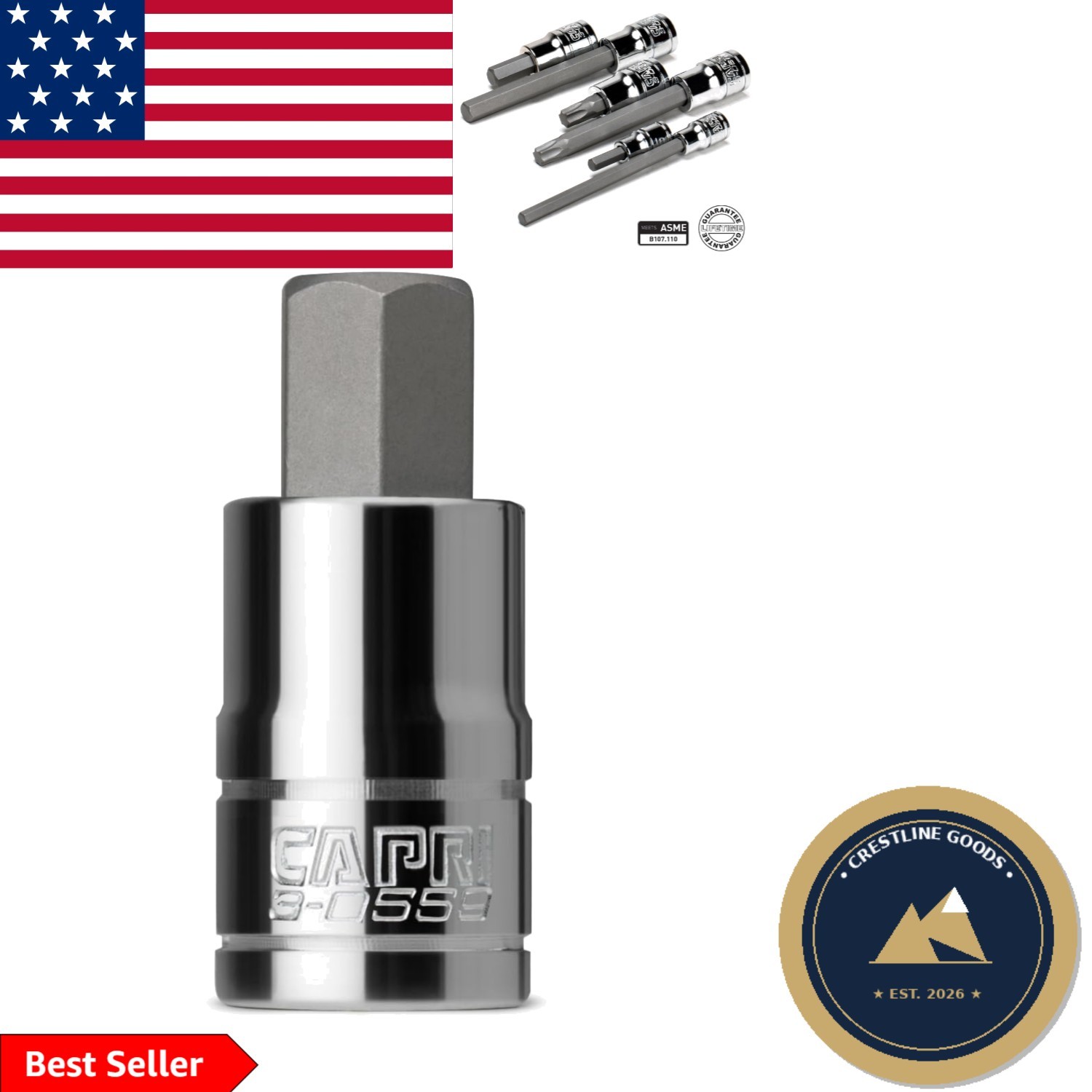 Professional Grade 1/4-Inch Hex Bit Socket – 3/8-Inch Drive, Chrome Finish