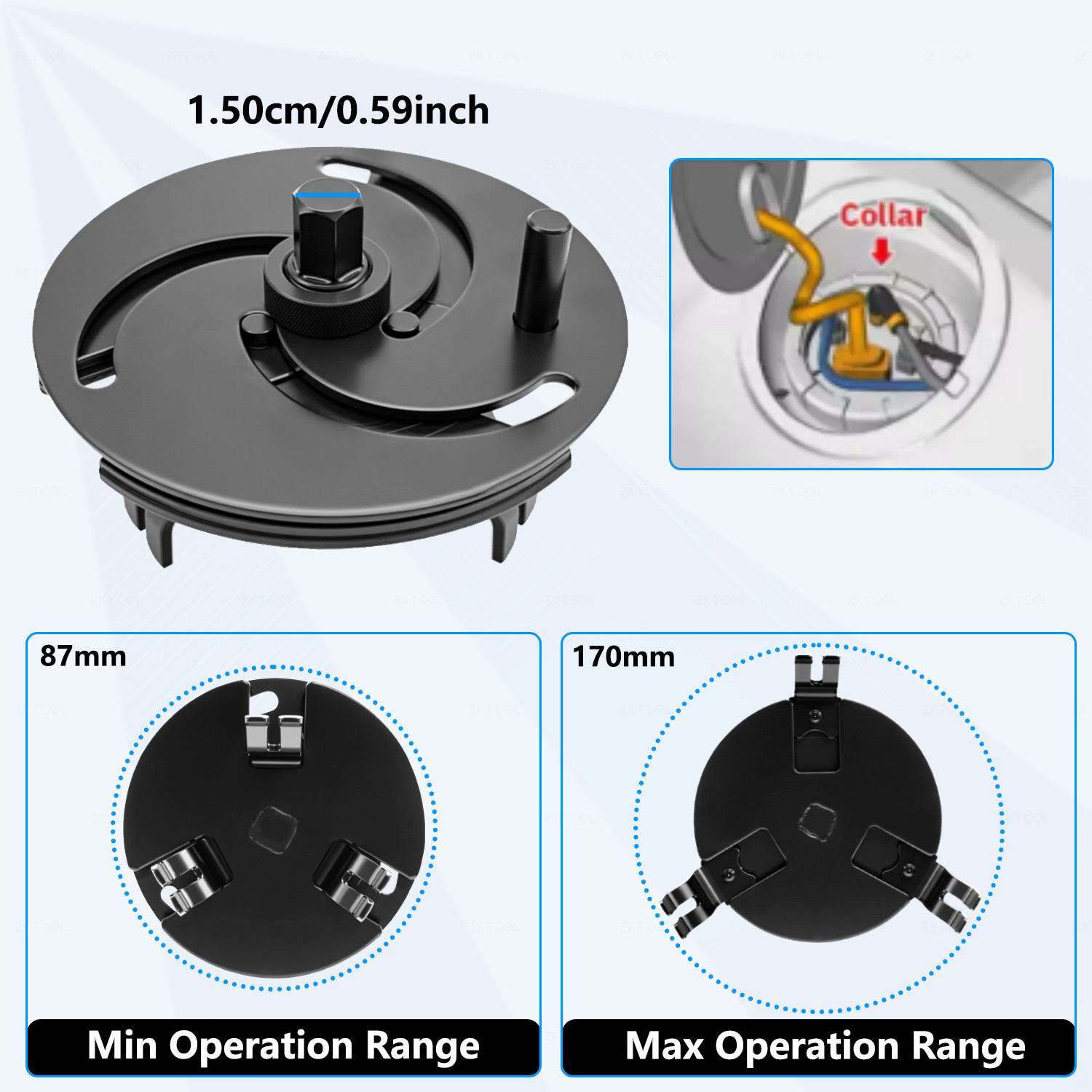 Adjustable Fuel Pump Cover 3 Jaws Fuel Tank LID Wrench Removal Tool 89mm-170mm