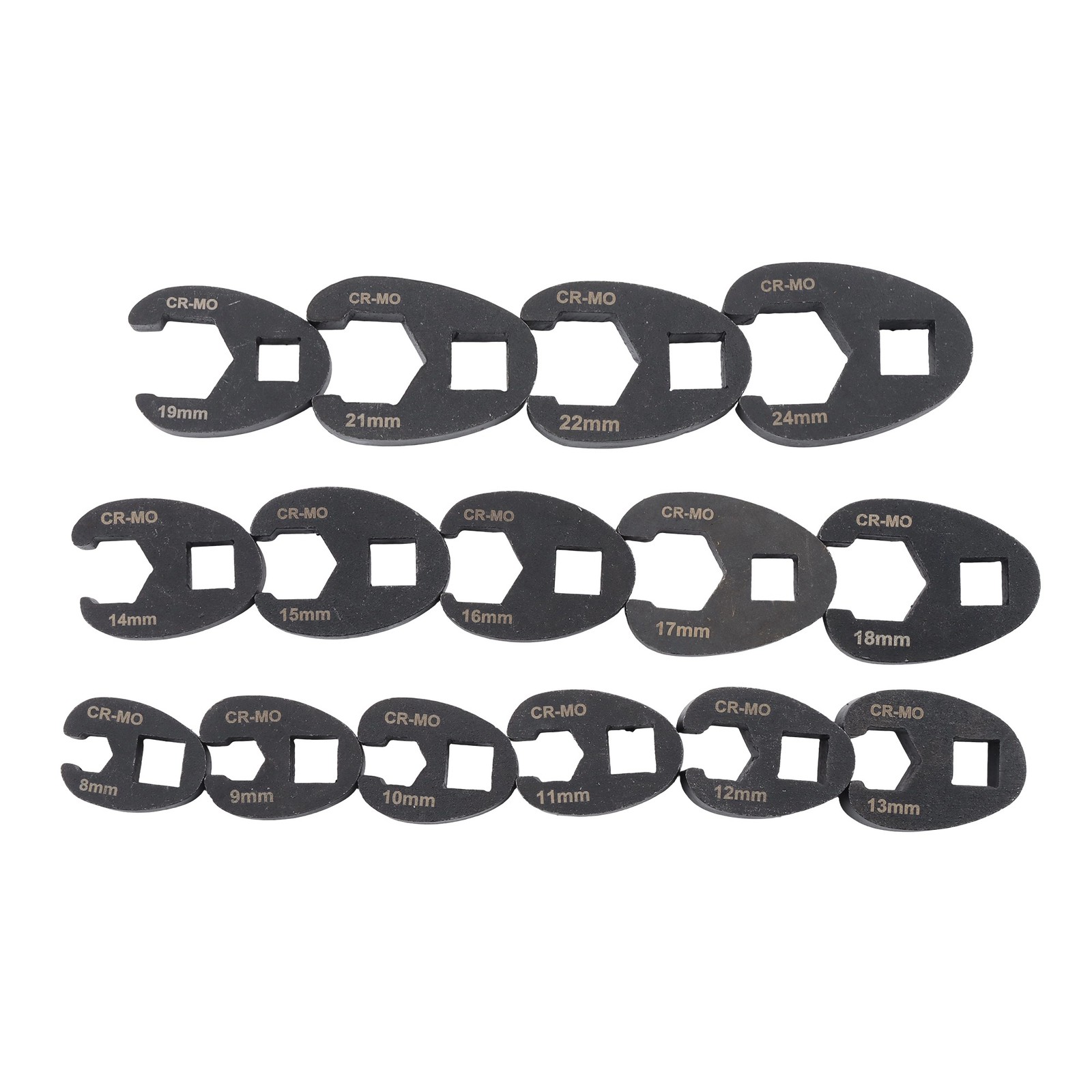 Labwork 15Pcs Crowfoot Flare Nut Wrench Set Metric 3/8″ and 1/2″ 8 to 24 mm Nuts