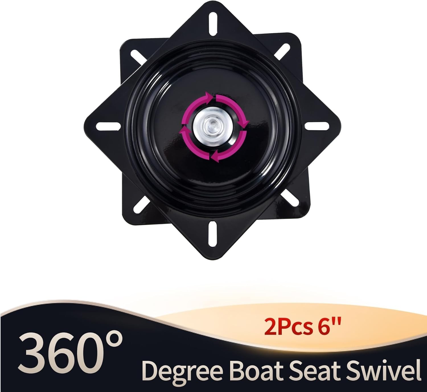 2Pcs 6″ 360-Degree Boat Seat Swivel Flat Boat Pedestal Base Heavy Duty Marine