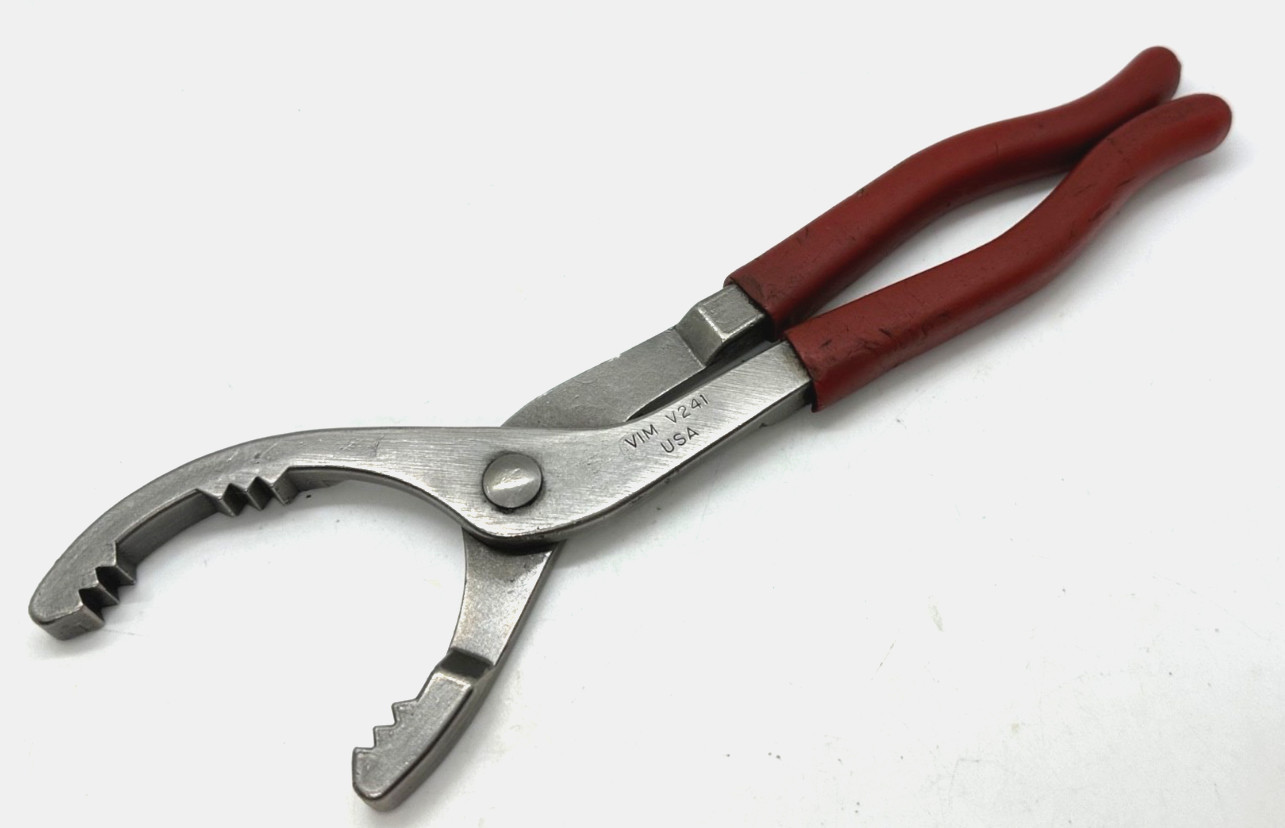 🇺🇸 VIM Tools USA Oil Fuel Filter PVC Pipe 10.5” Long Gripping Pliers Red Grip