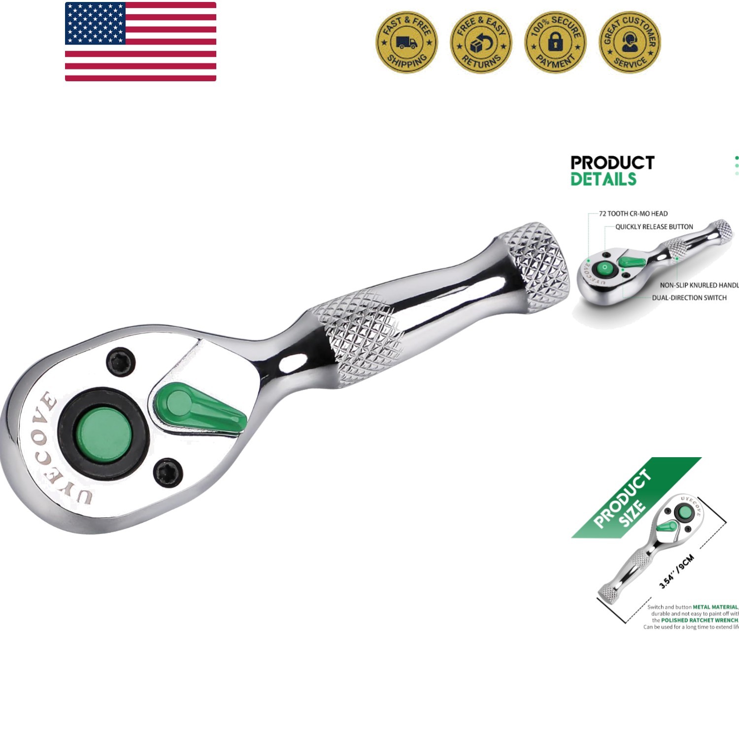 1/4 Inch Drive Ratchet Wrench, 1/4 Ratchet Wrench, 1/4 Drive Stubby Ratchet S…