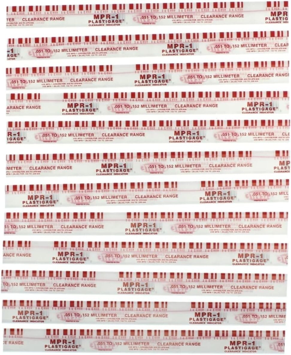Plastigage Red .002″-.006″ Rod & Main Bearing Clearance. Set of 12/Pack
