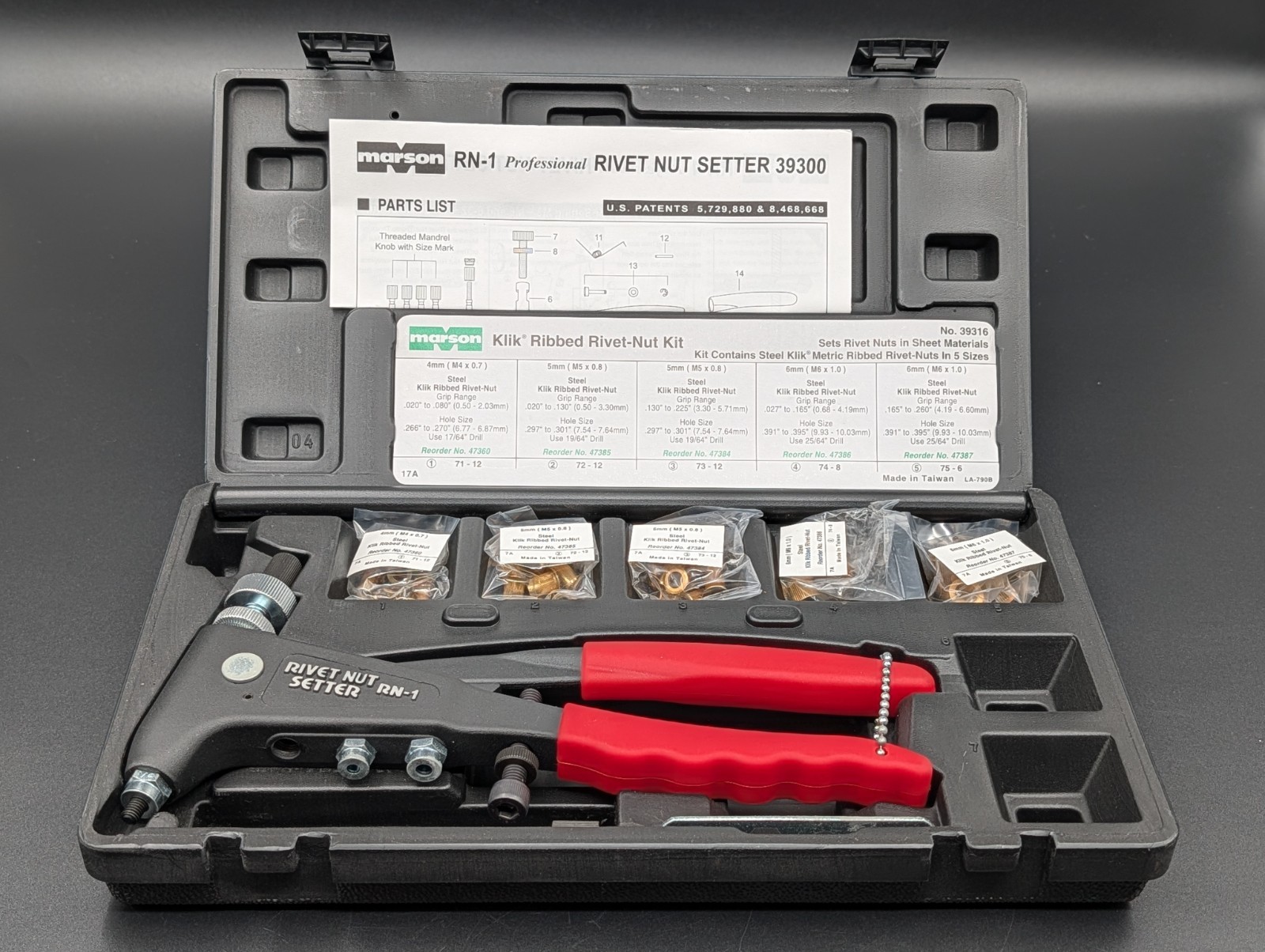 Marson Metric Ribbed Rivet Nut Kits M39316 – USED ONCE – FREE SHIPPING