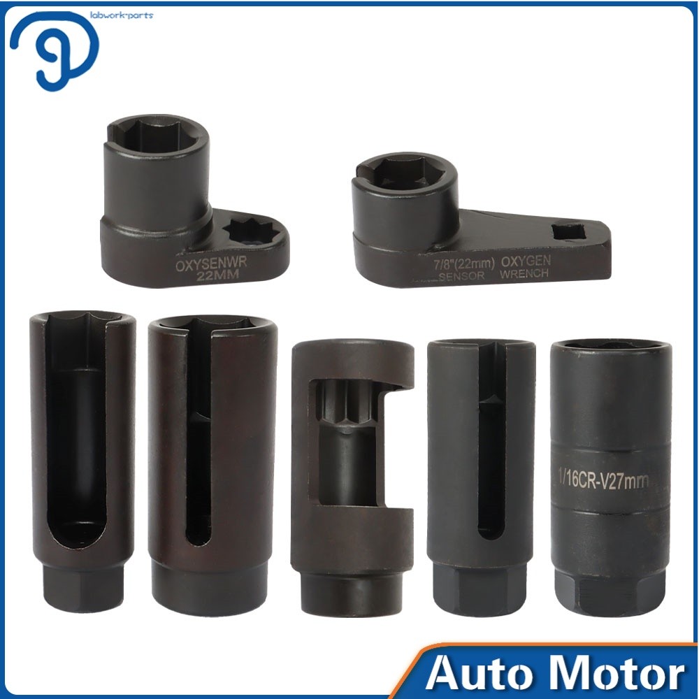 1/2″ 3/8″ 7/8″ Oxygen Sensor Socket Wrench 22mm 27mm 29mm Auto Repair Tool 7/Set
