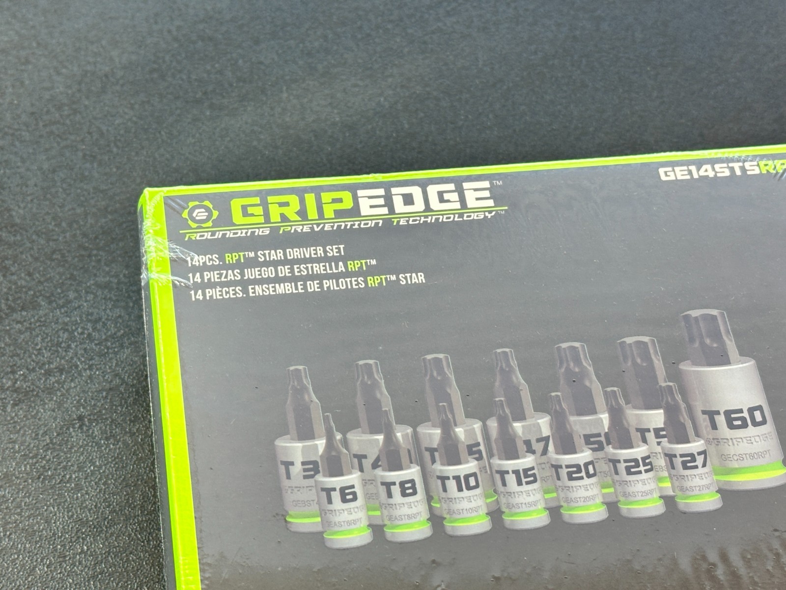 NEW GripEdge Tools GE14STSRPT RPT TORX SET Star Sockets T6 to T60 bits 14-pc