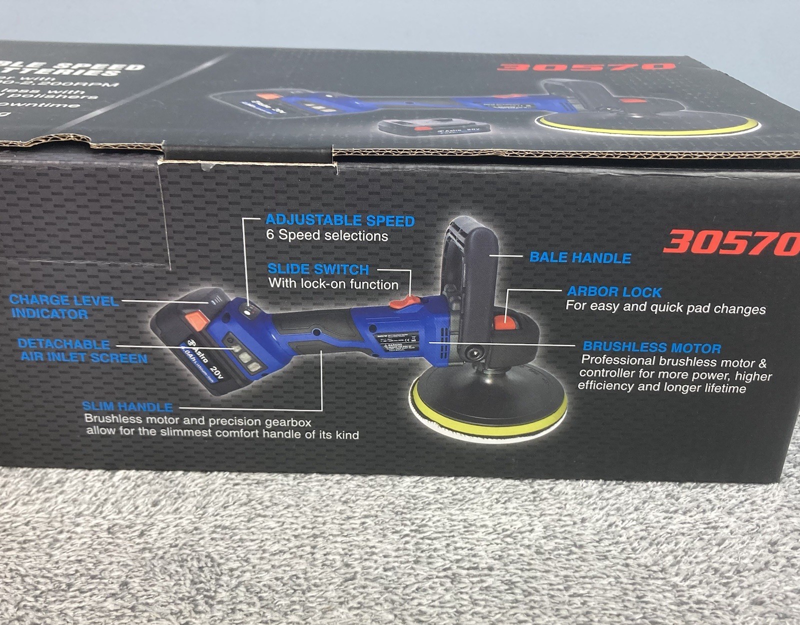 Astro Pneumatic 30570 20V 7» Brushless Variable Speed Rotary Polisher