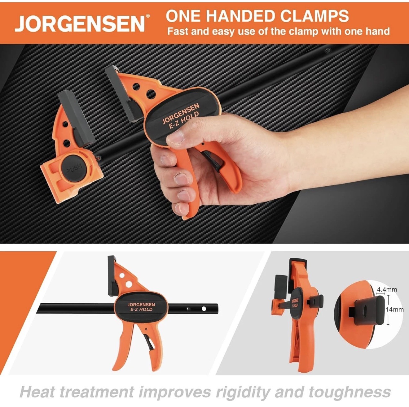 JORGENSEN 150 mm Woodworking Clamps 4-Pack, Splicable to 400 mm Ratchet Bar
