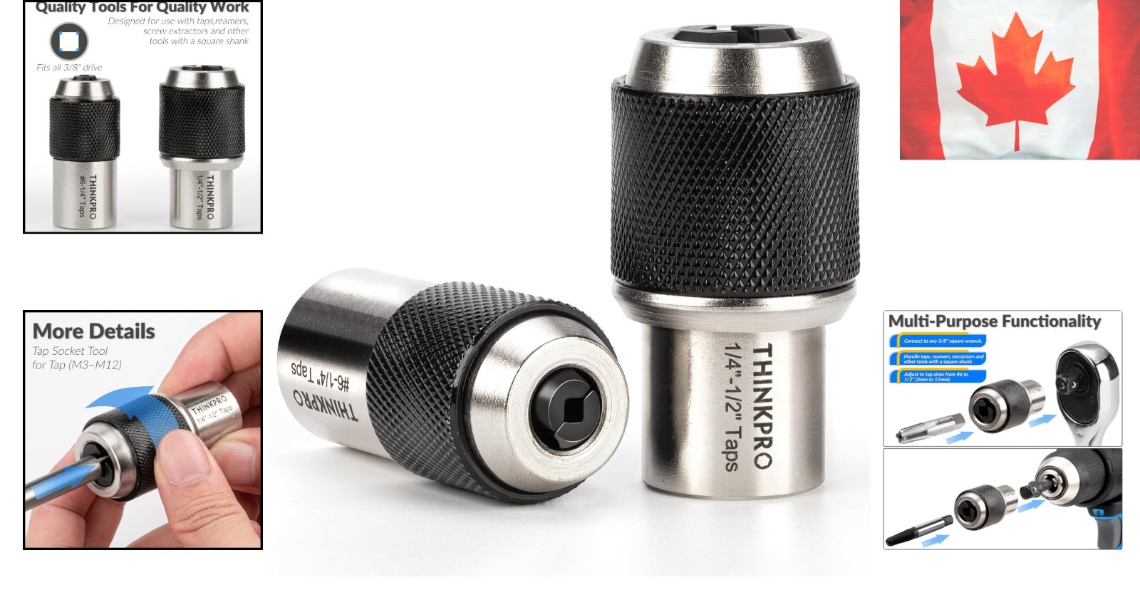 Hand-Powered 2pc Tap Socket Extractor Set with Powerful Grip for Professionals