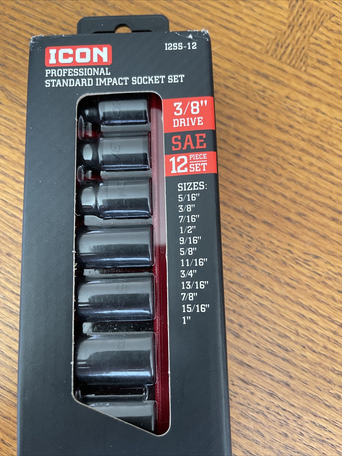Icon 3/8″ Drive SAE Professional Standard Impact Socket 12 Pc Set I2SS-12 59750