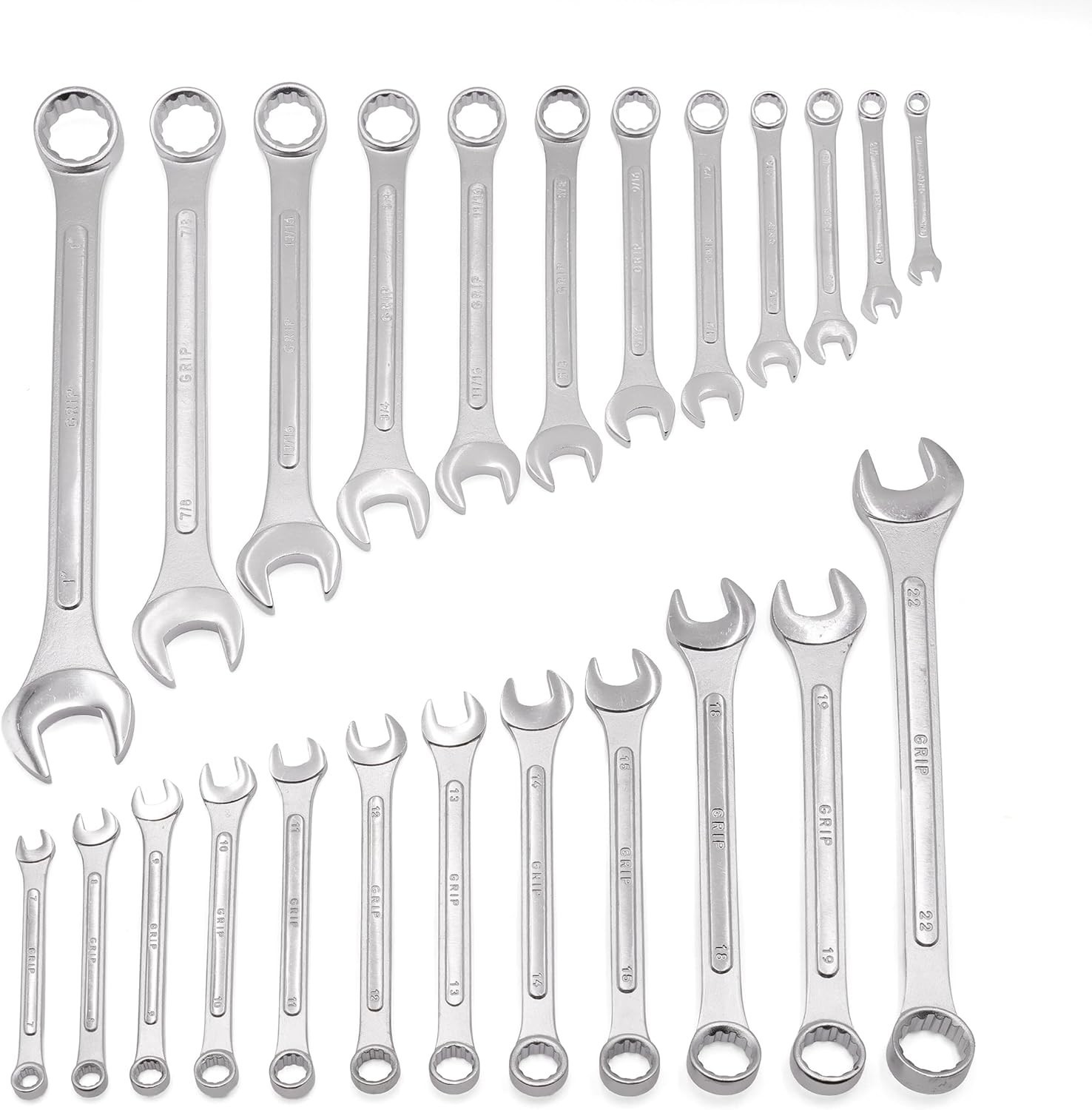 24 pc Raised Panel Combination Wrench Set MM/SAE-12 PT- 7mm – 22mm – 1/4” – 1″