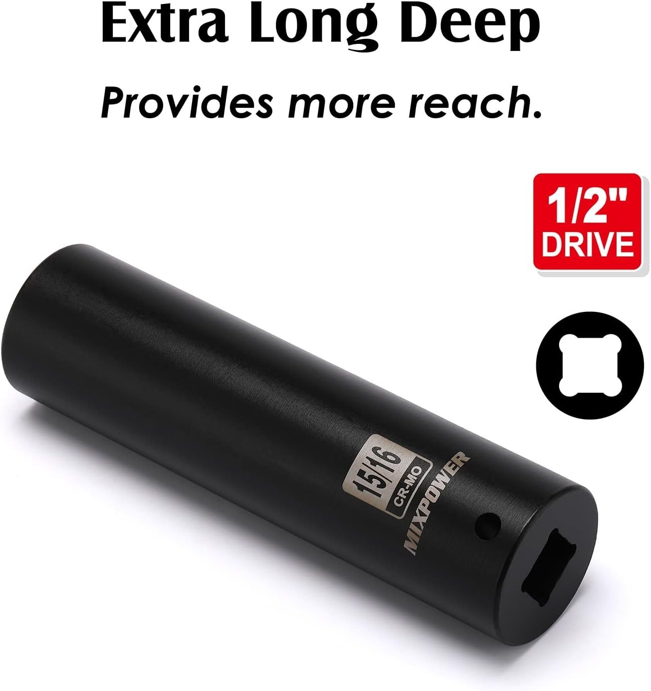 1/2» Drive High-Torque 15/16 Inch Deep Impact Socket – ANSI Compliant Socket