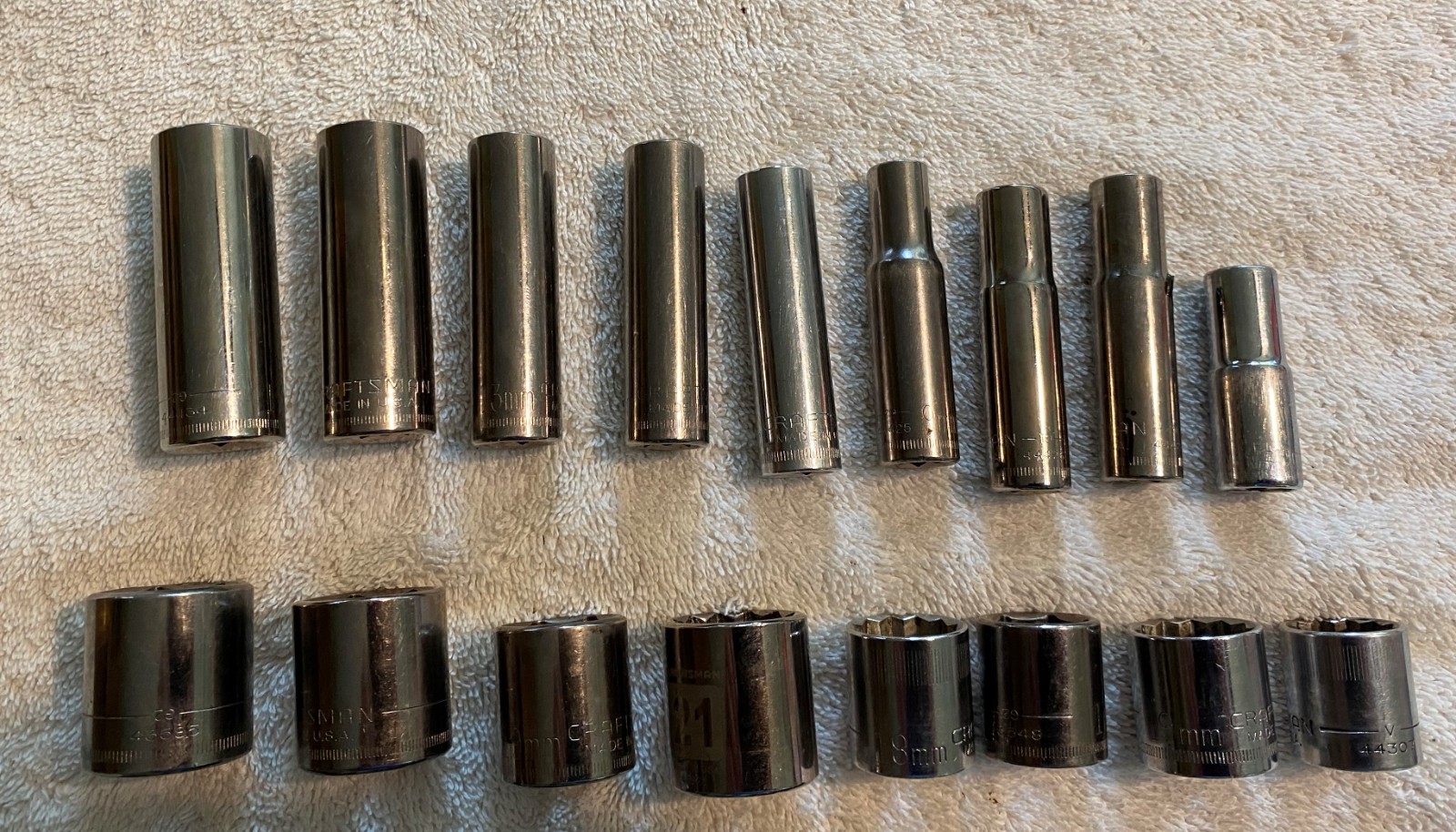 Lot of 42 – Craftsman 3/8″ Drive Metric Sockets, Made in USA