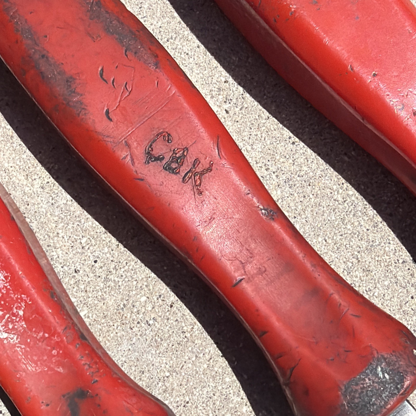 Snap On Tools 12″ 18″ 24″ Curved Tip Pry Bar Set Red Hard Handle 3pc USA READ!