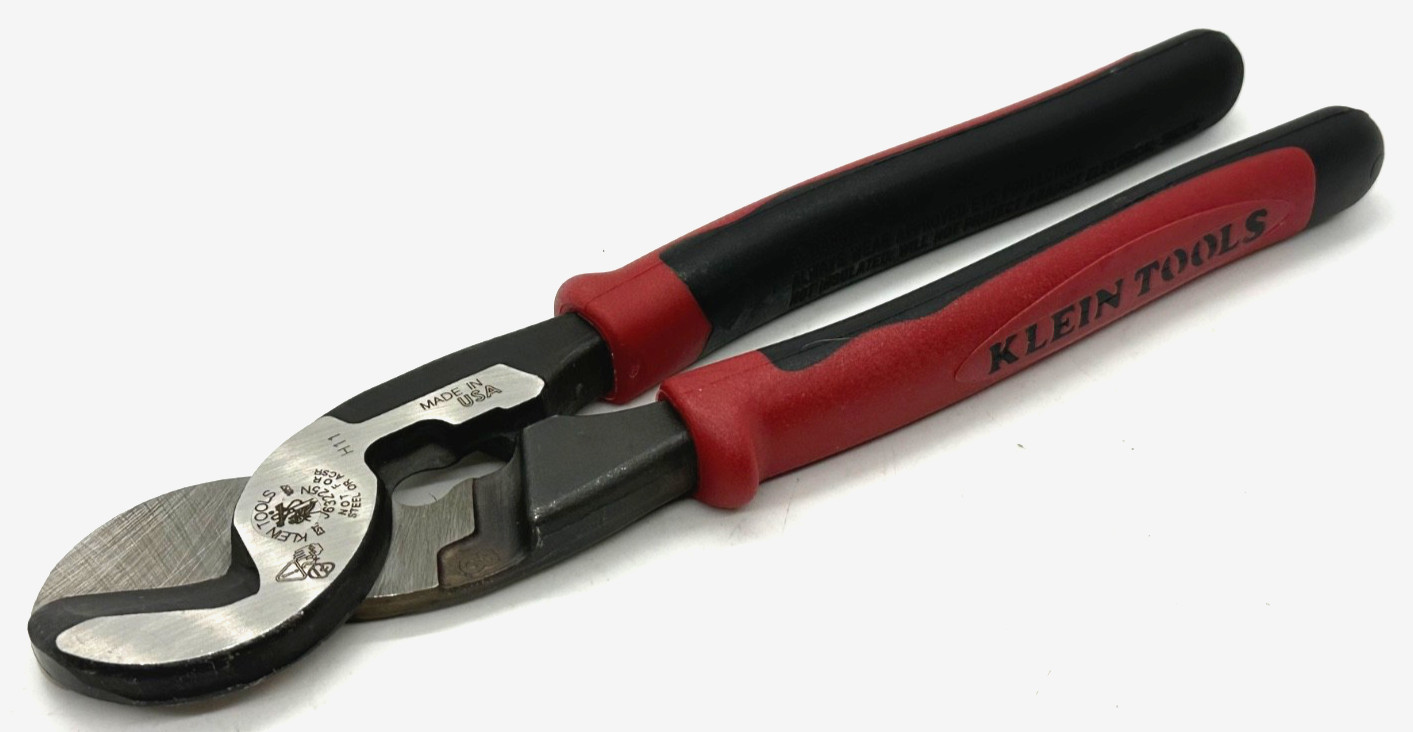 🇺🇸 Klein Tools High Leverage Cable Wire Cutter Shears 9″ Long Pliers Battery