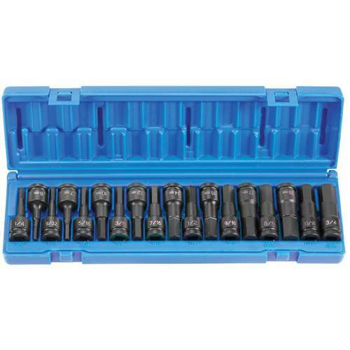Grey Pneumatic 1598Hc 1/2″ Drive 18 Pc. Combo Hex Driver Sae/Metric Set