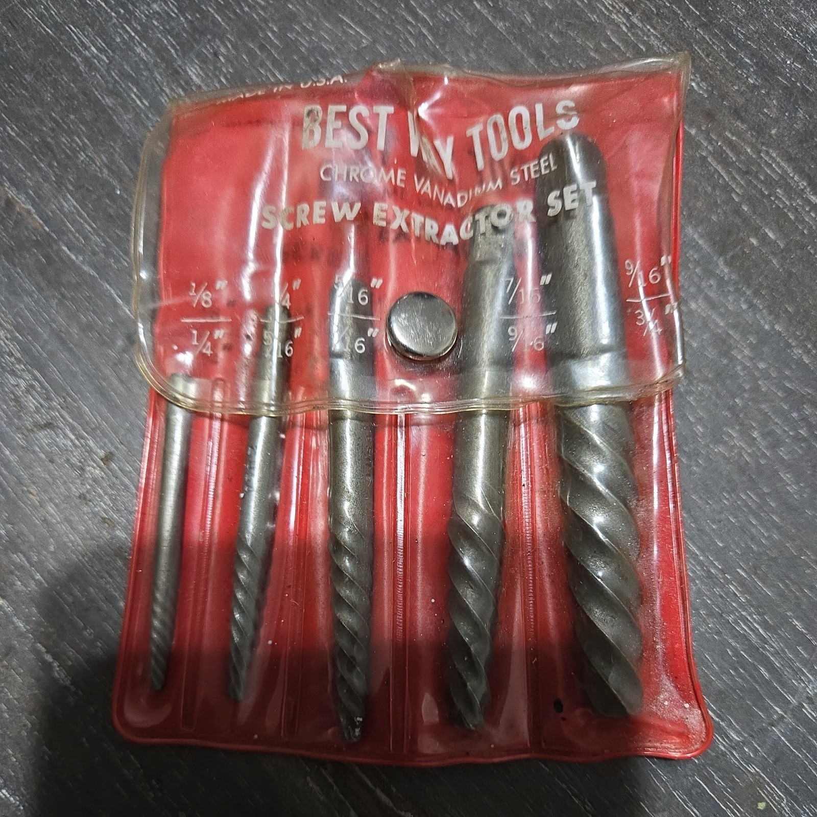 SPIRAL SCREW EXTRACTOR SET CHROME VANADIUM MADE IN USA