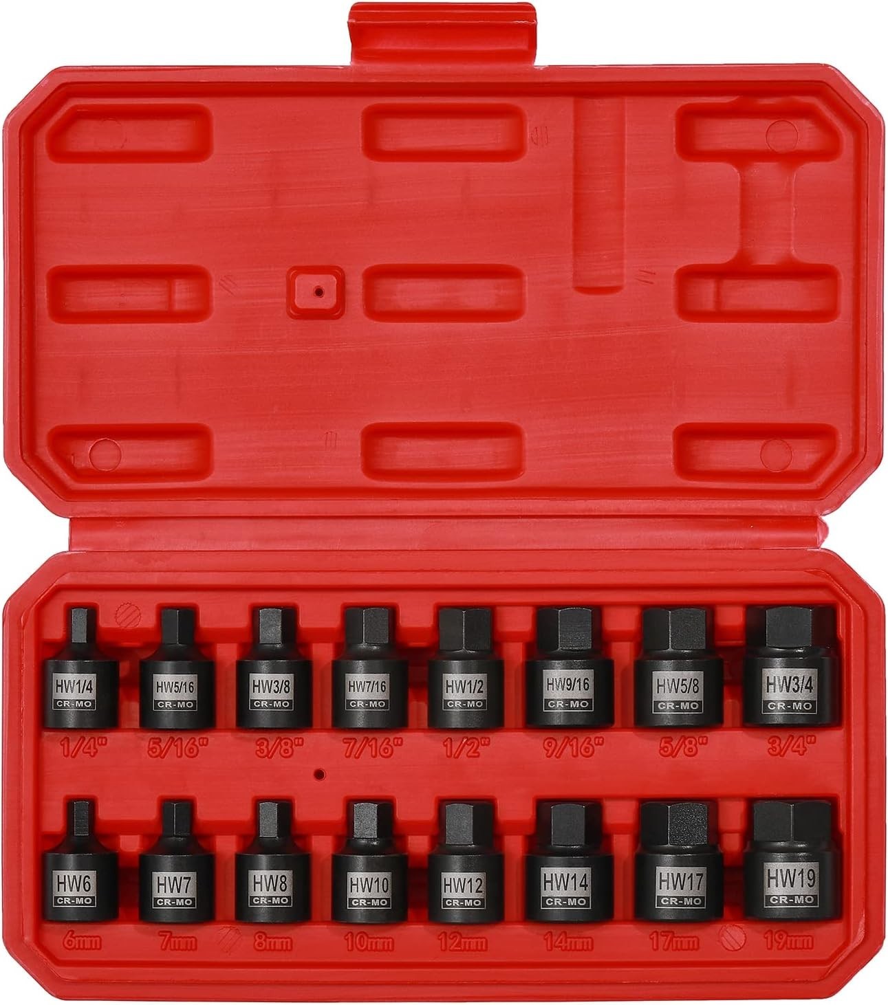 16 Pieces 3/8″ Drive Low Profile Hex Socket Set, Impact Allen Bit Socket, CR-…