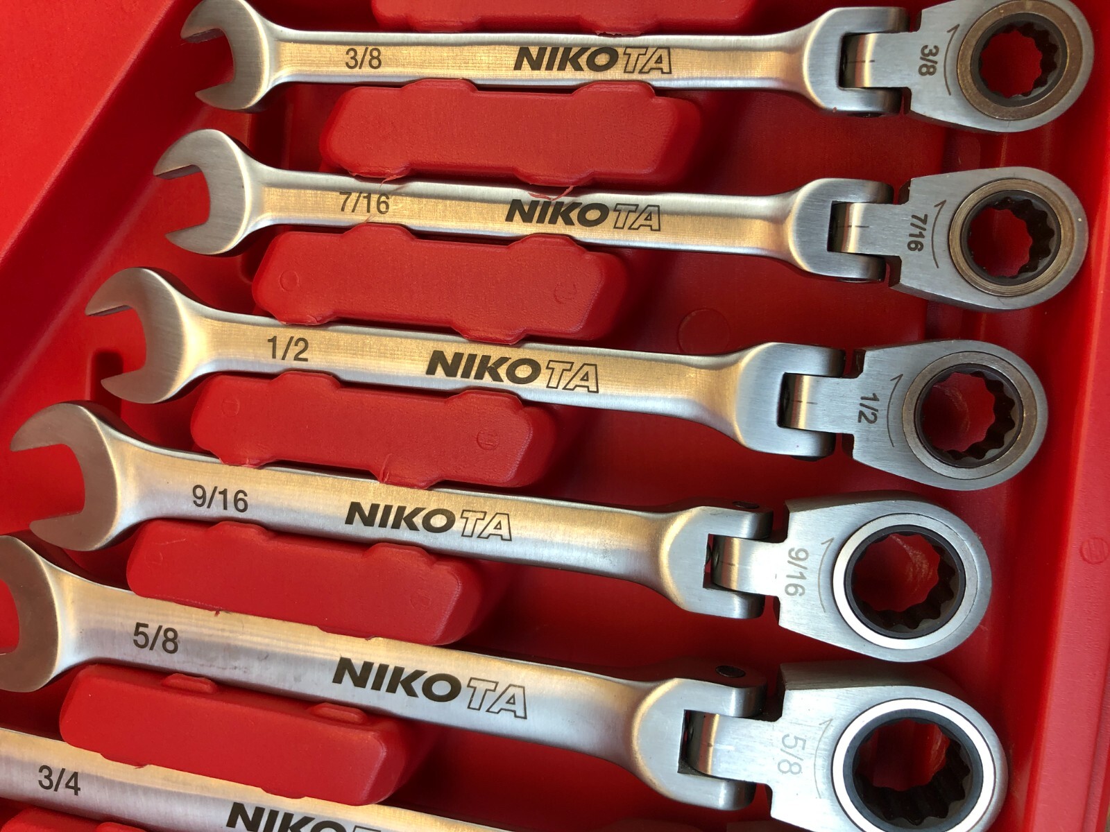 Brand-New NIKOTA 72T+ MULTIGEAR Multi-Position Head RATCHET WRENCH COMPLETE SET