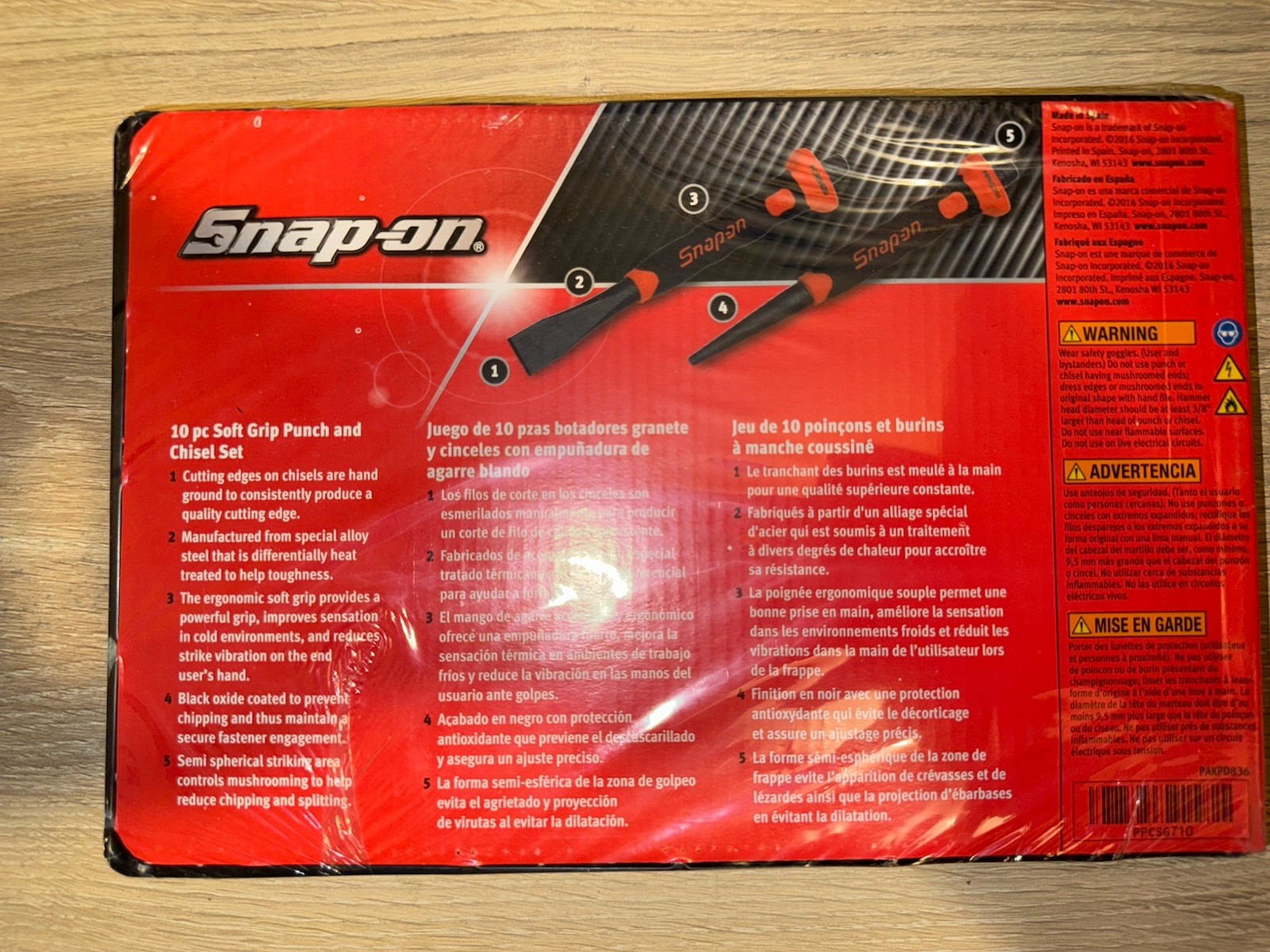 BRAND NEW Snap On Soft Grip 10 Piece Punch And Chisel Set PPCSG710 Red