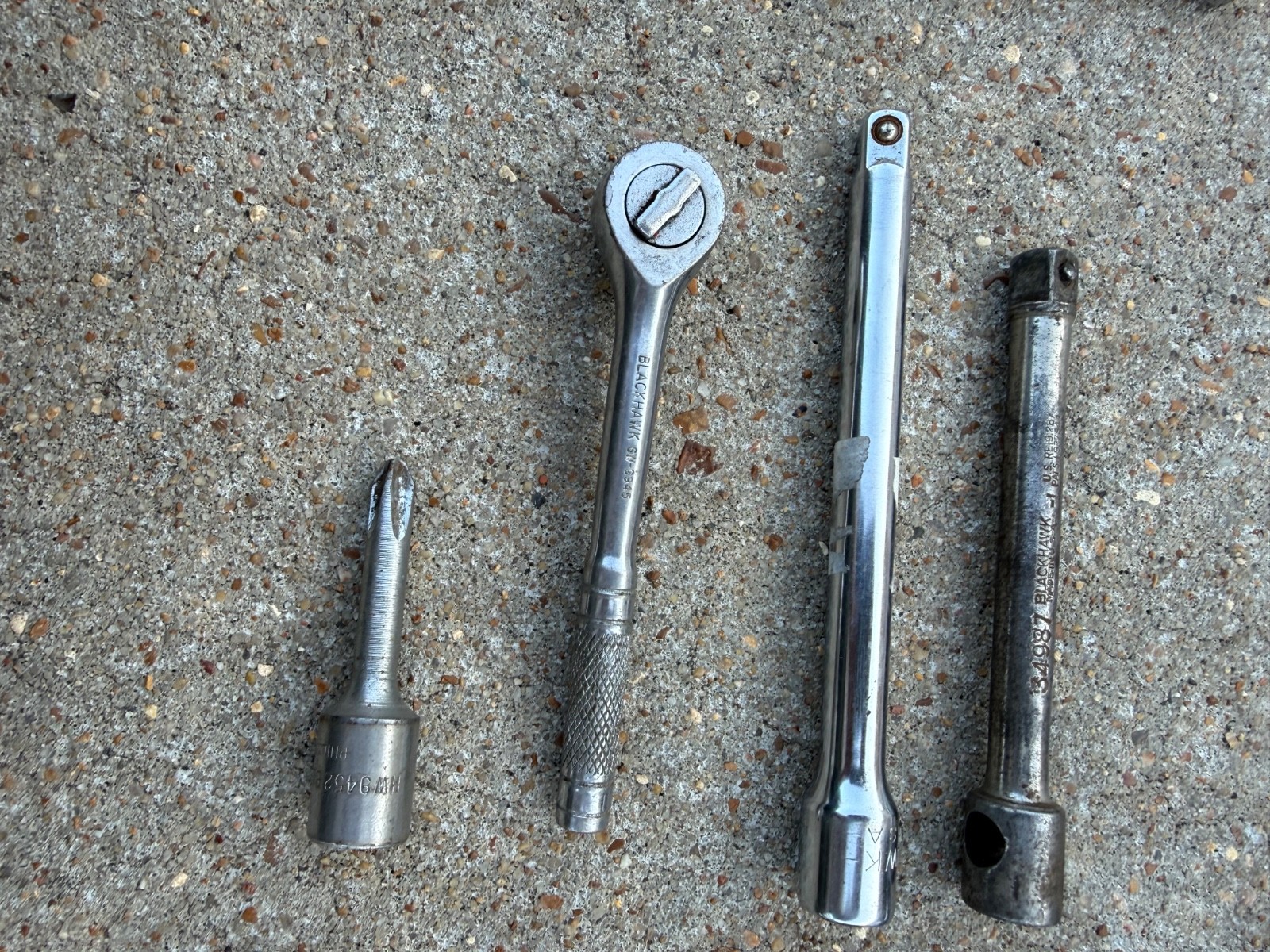 Blackhawk wrenches, ratchets, extensions and sockets 17 pieces total